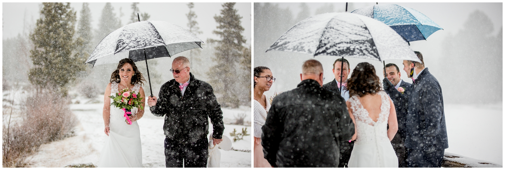 snowy outdoor wedding ceremony in Estes Park 