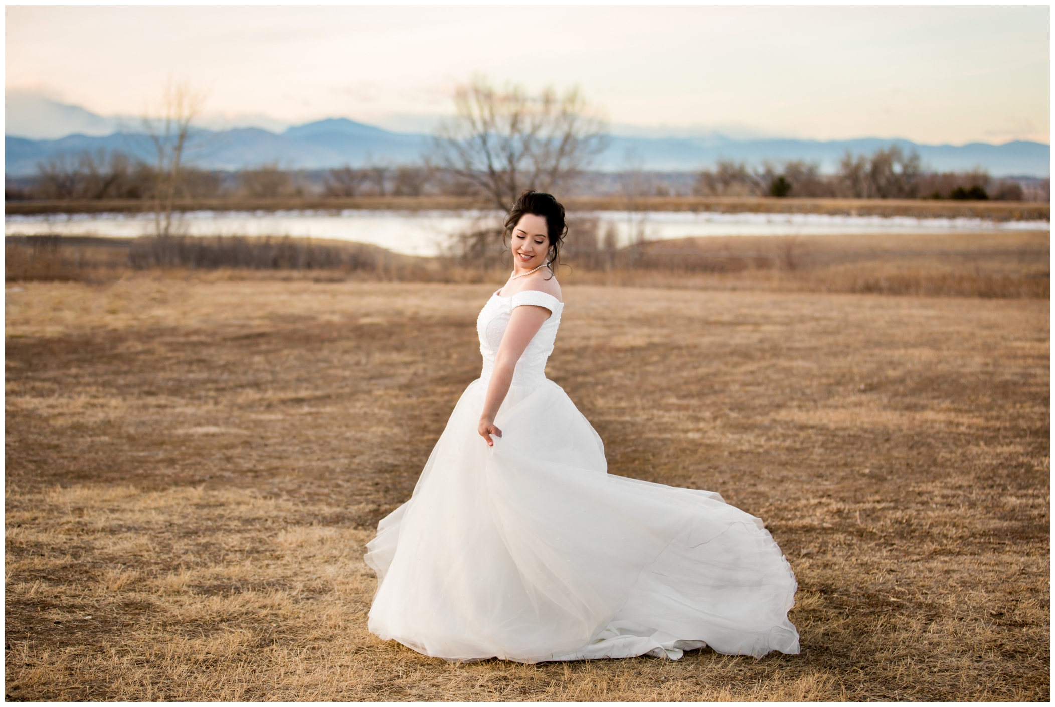 Denver Colorado bride twirling in her dress 