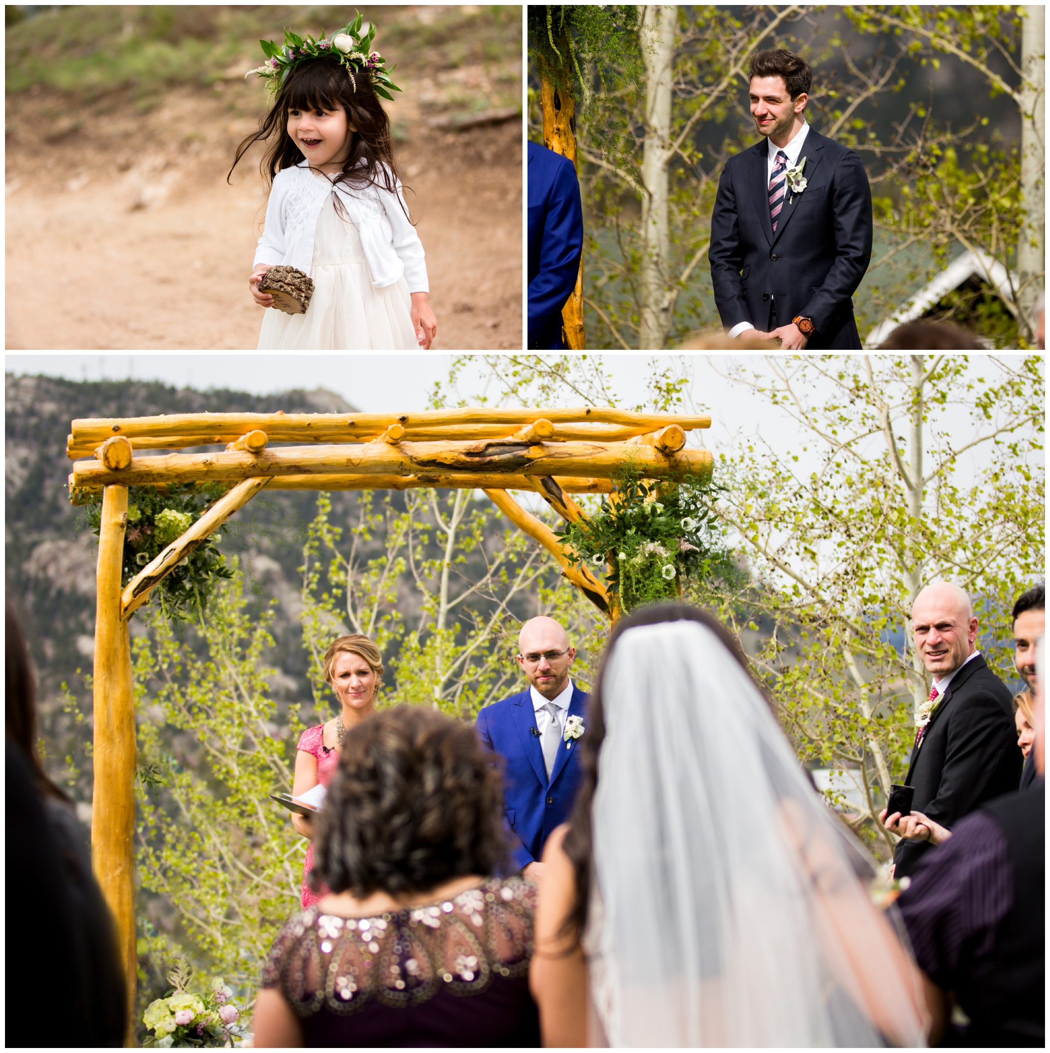 outdoor estes park wedding ceremony at Mary's Lake Lodge 