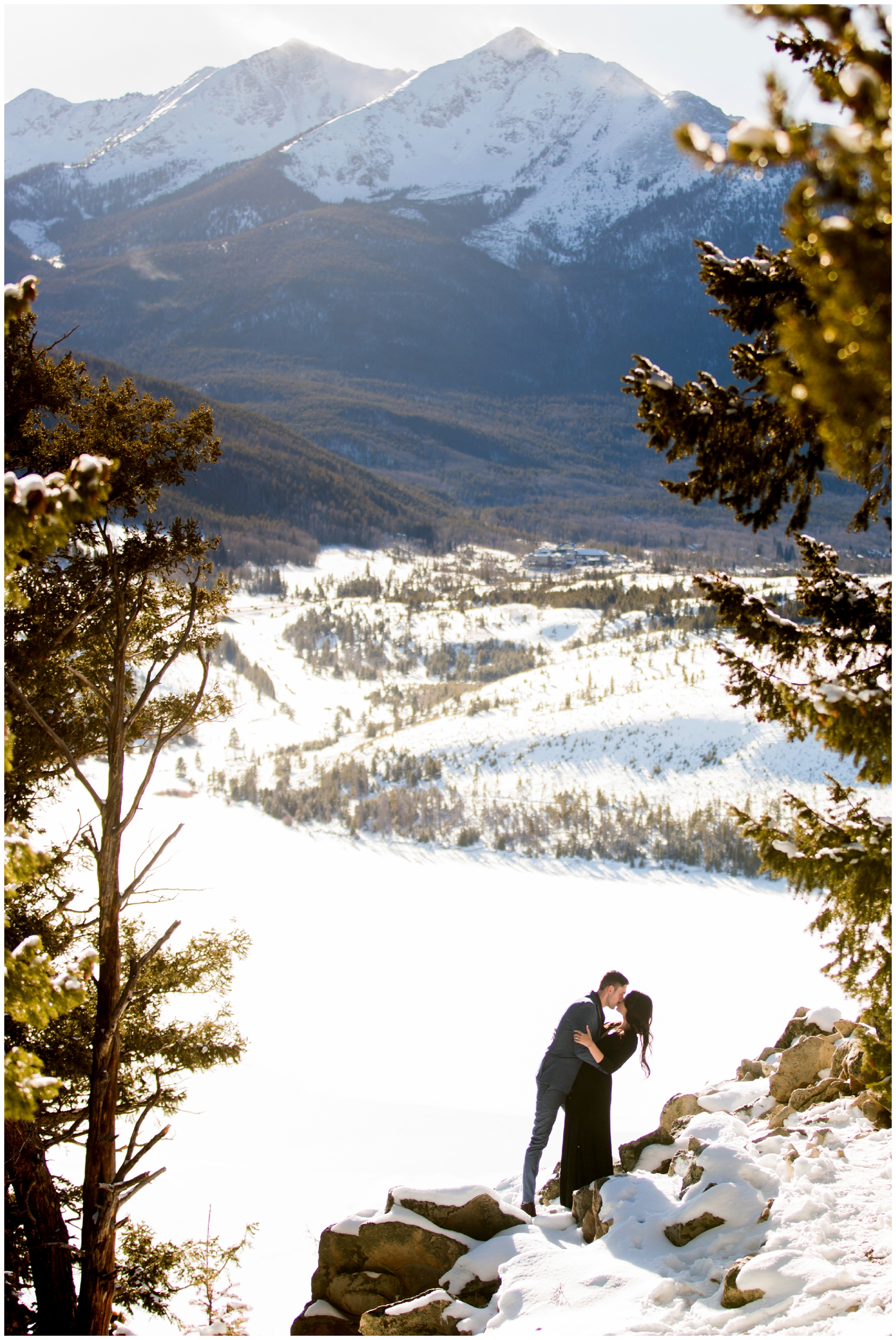 Breckenridge engagement pictures at Sapphire Point Overlook by Colorado mountain wedding photographer Plum Pretty Photography