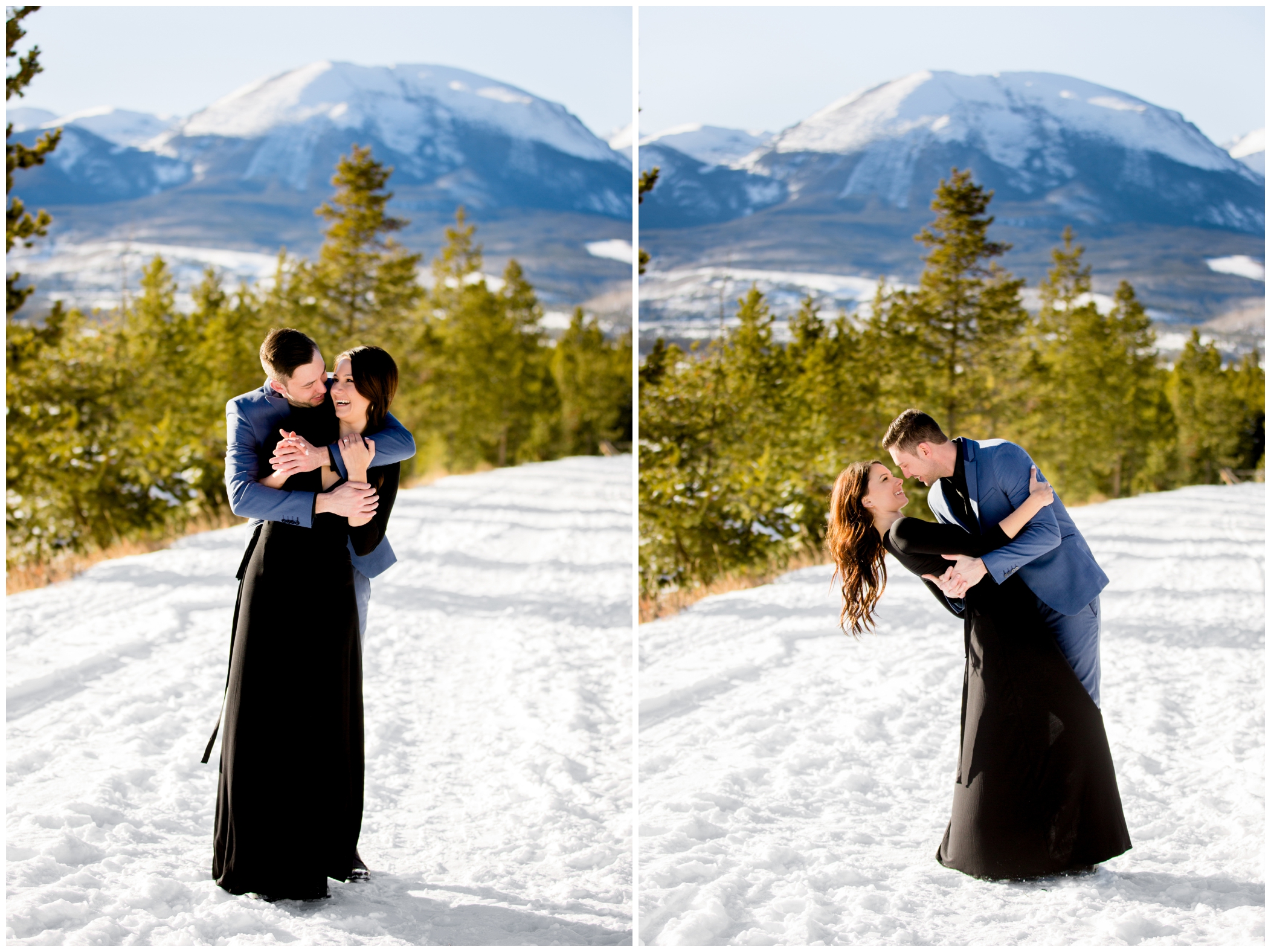 winter Breckenridge engagement photography in the snowy mountains 