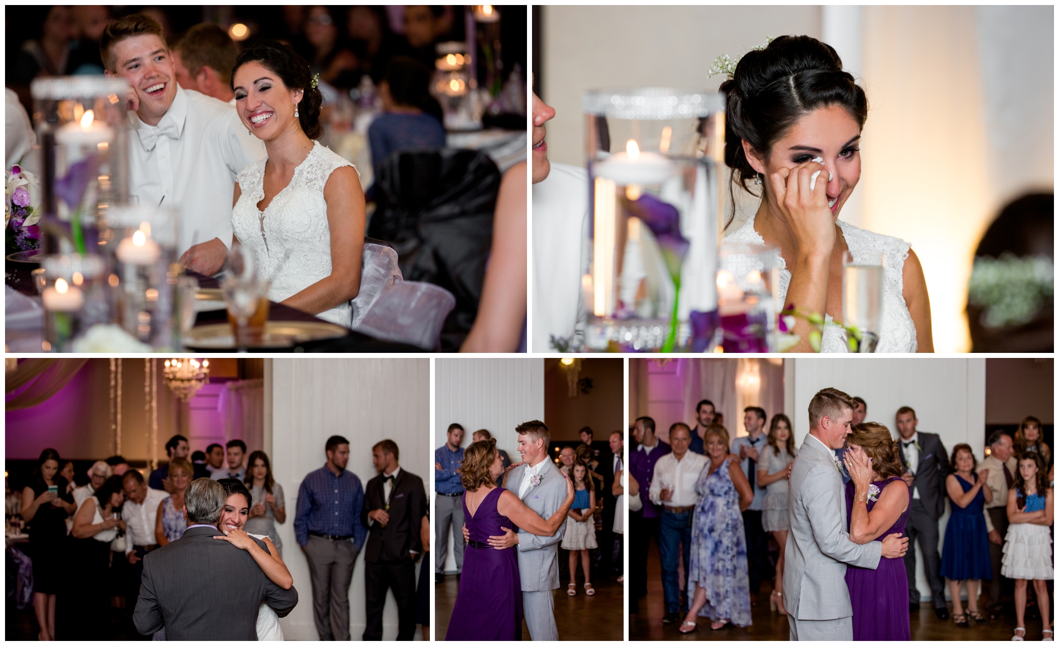 emotional wedding toasts during a Colorado ballroom wedding reception 