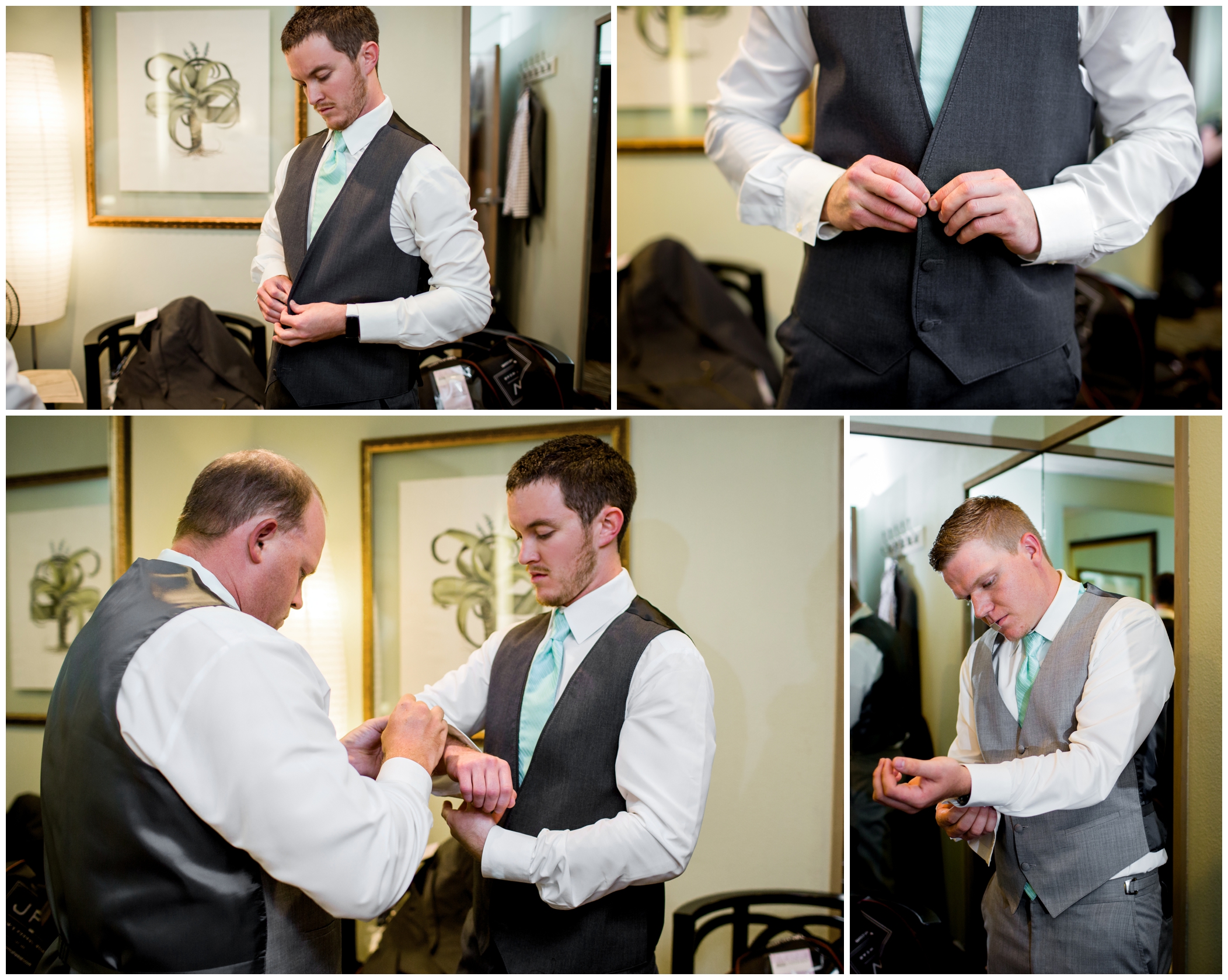 groom getting ready at Colorado wedding 