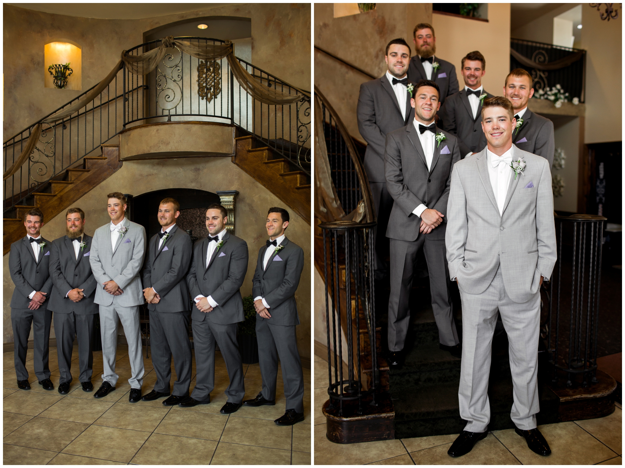 groomsmen in charcoal gray suits 