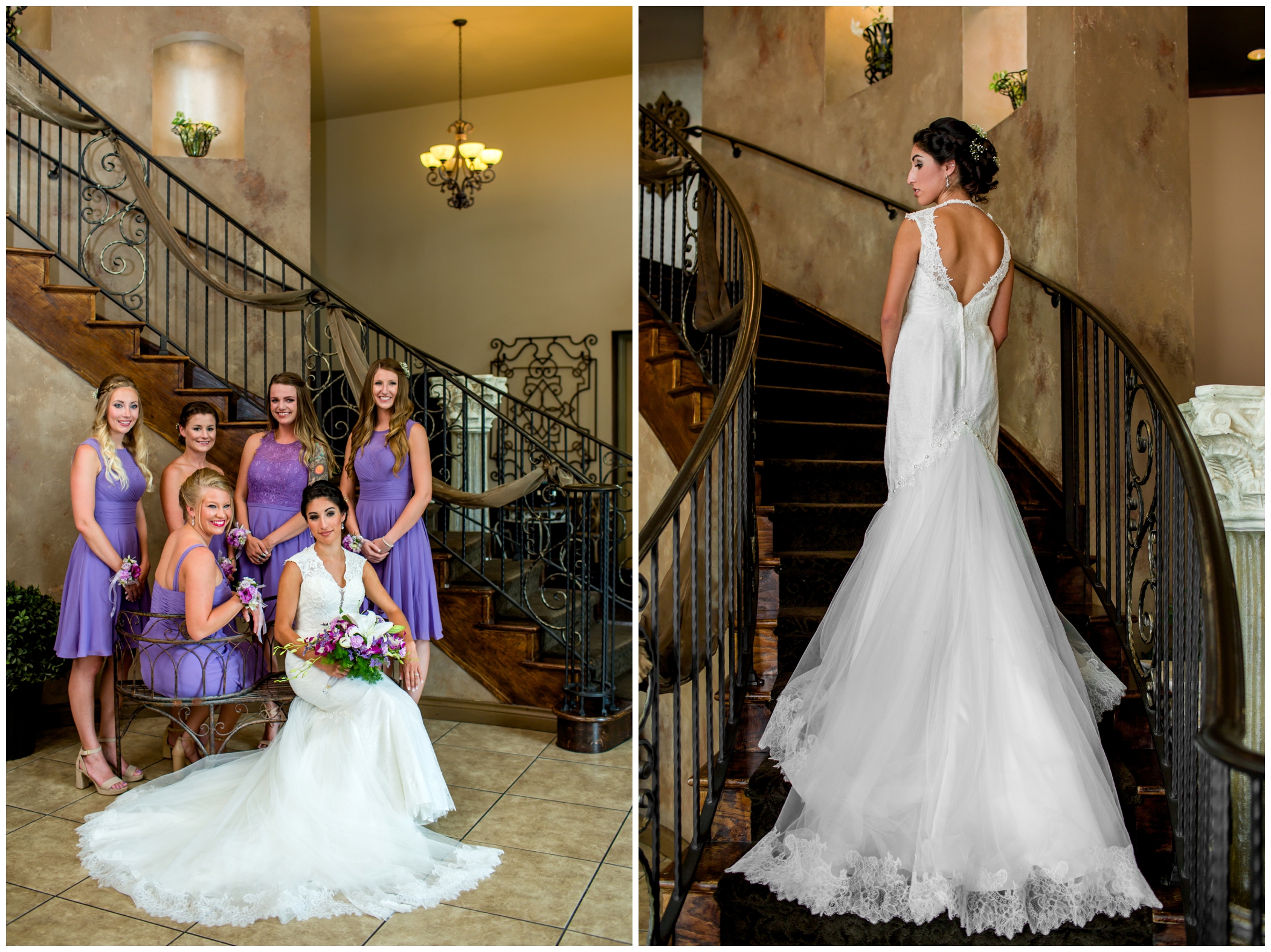 purple bridesmaids dresses at Colorado wedding 