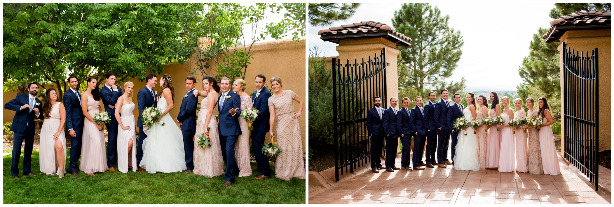 blue and pink bridal party attire at Colorado Villa Parker wedding 