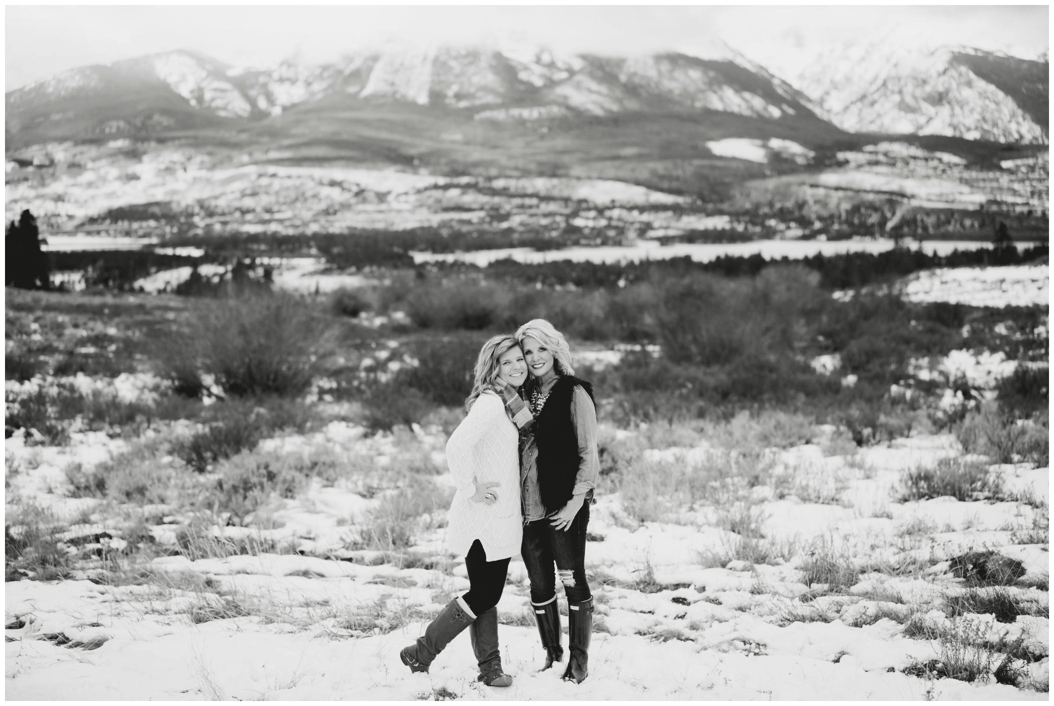 mother-daughter family photos in the snowy Colorado mountains 