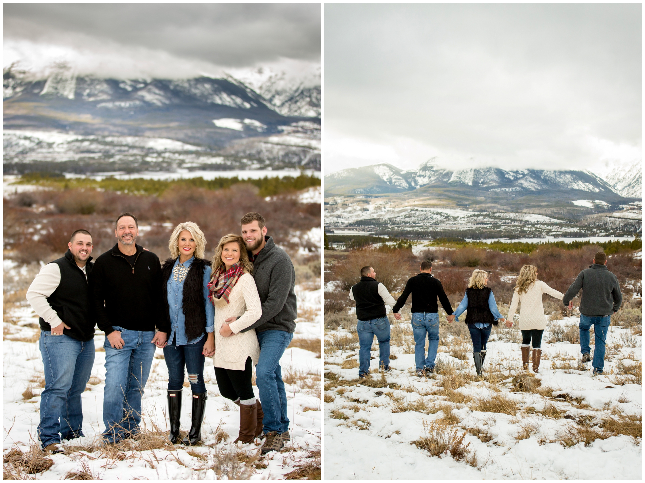 Breckenridge winter family photos with frozen Lake Dillon in the background 
