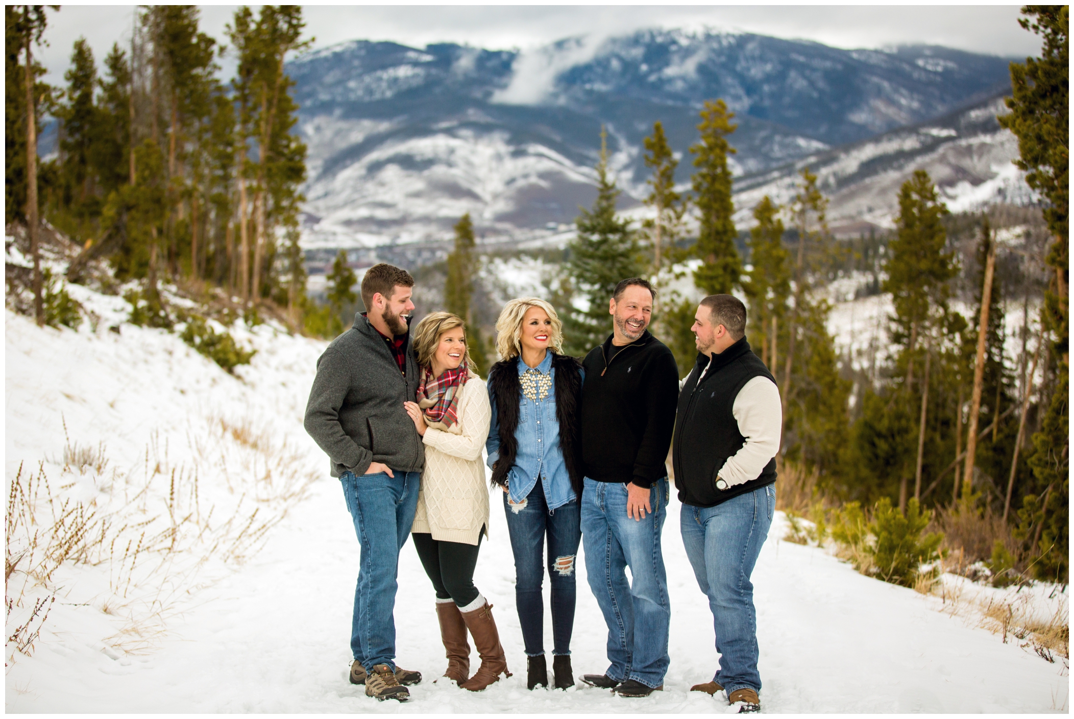 Snowy Sapphire Point photos captured by Colorado award-winning Breckenridge family photographers Plum Pretty Photography in the mountains during winter.
