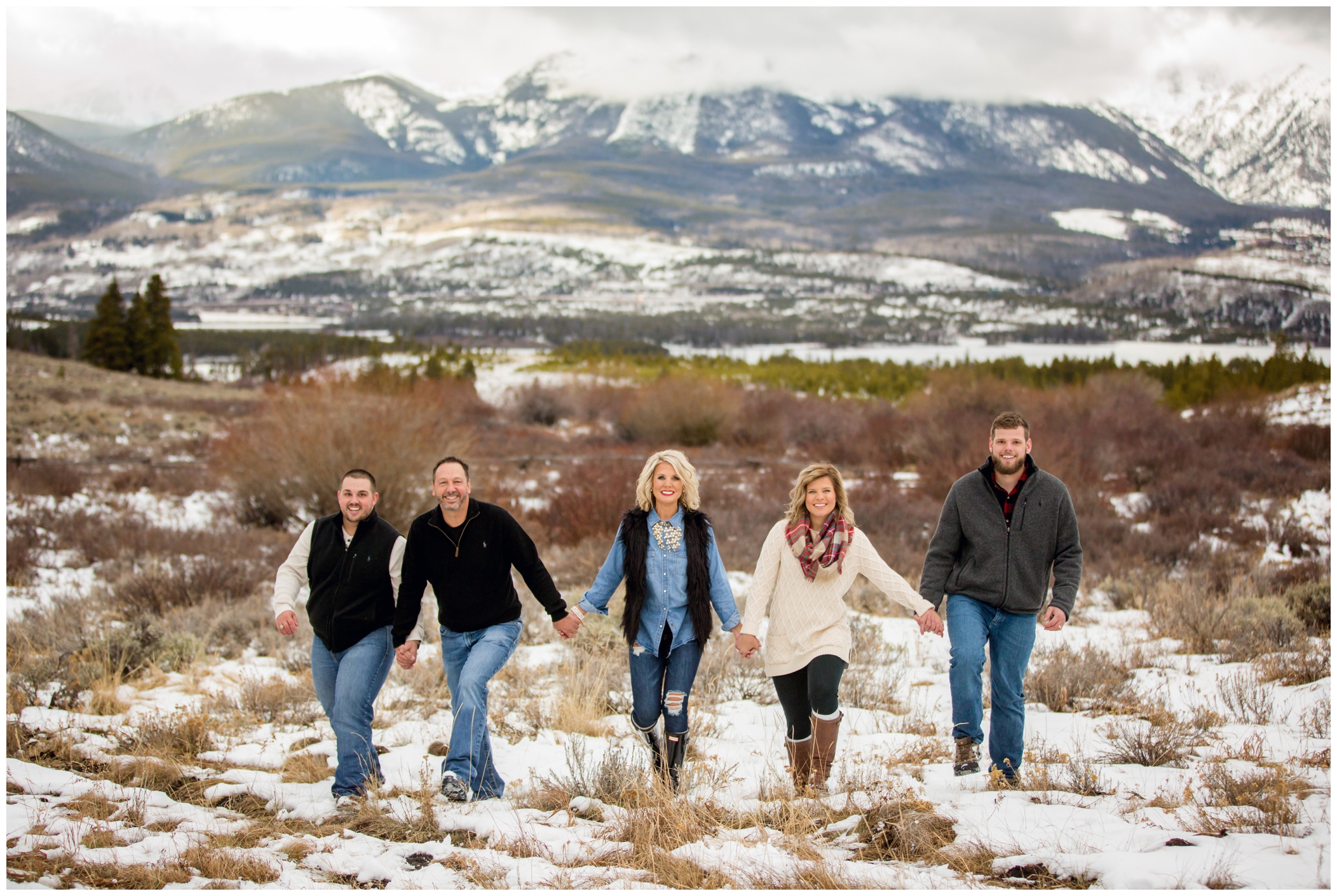 Snowy Sapphire Point photos captured by Colorado award-winning Breckenridge family photographers Plum Pretty Photography in the mountains during winter.