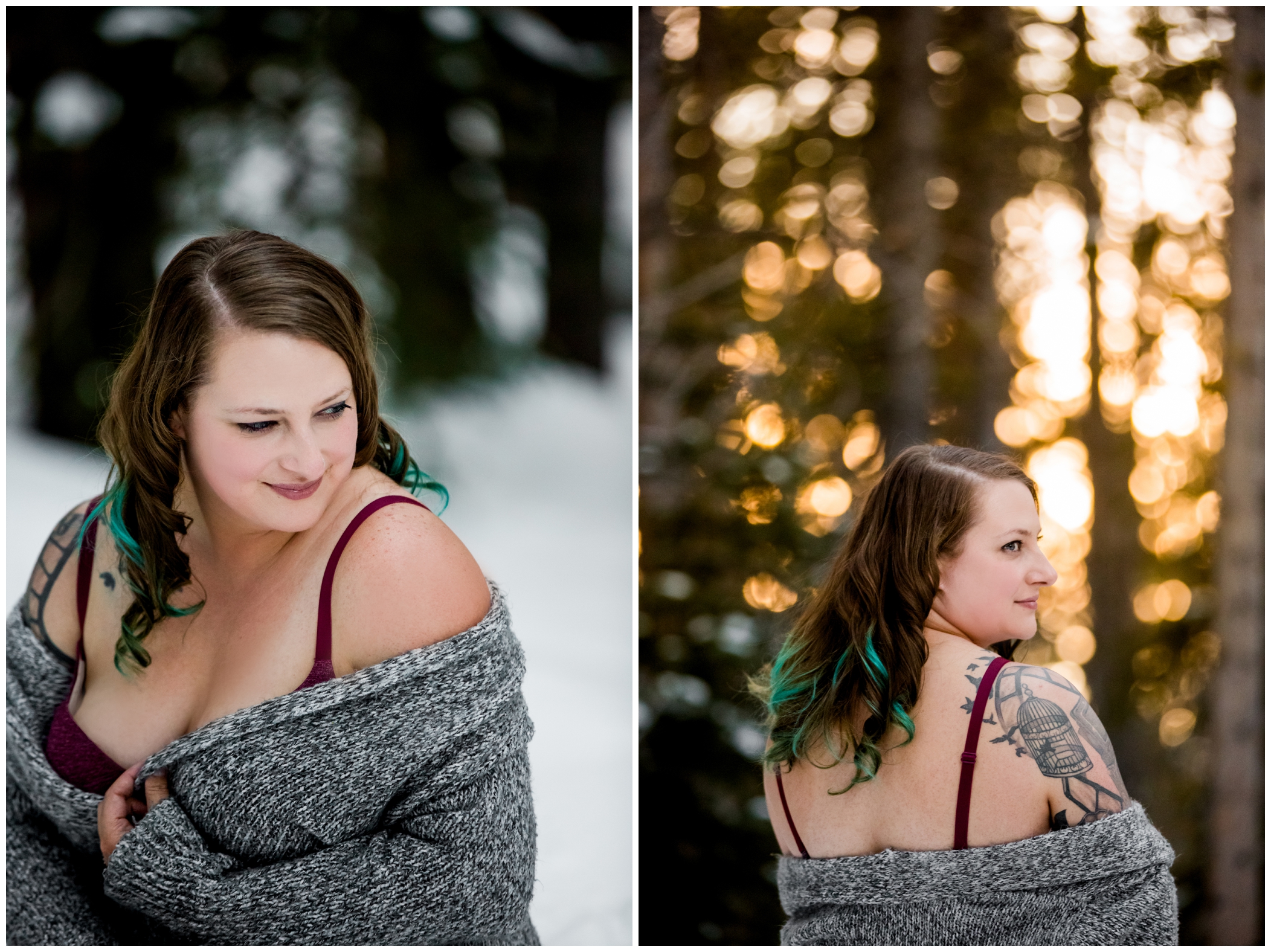 Breckenridge Colorado outdoor boudoir photographs in the snow