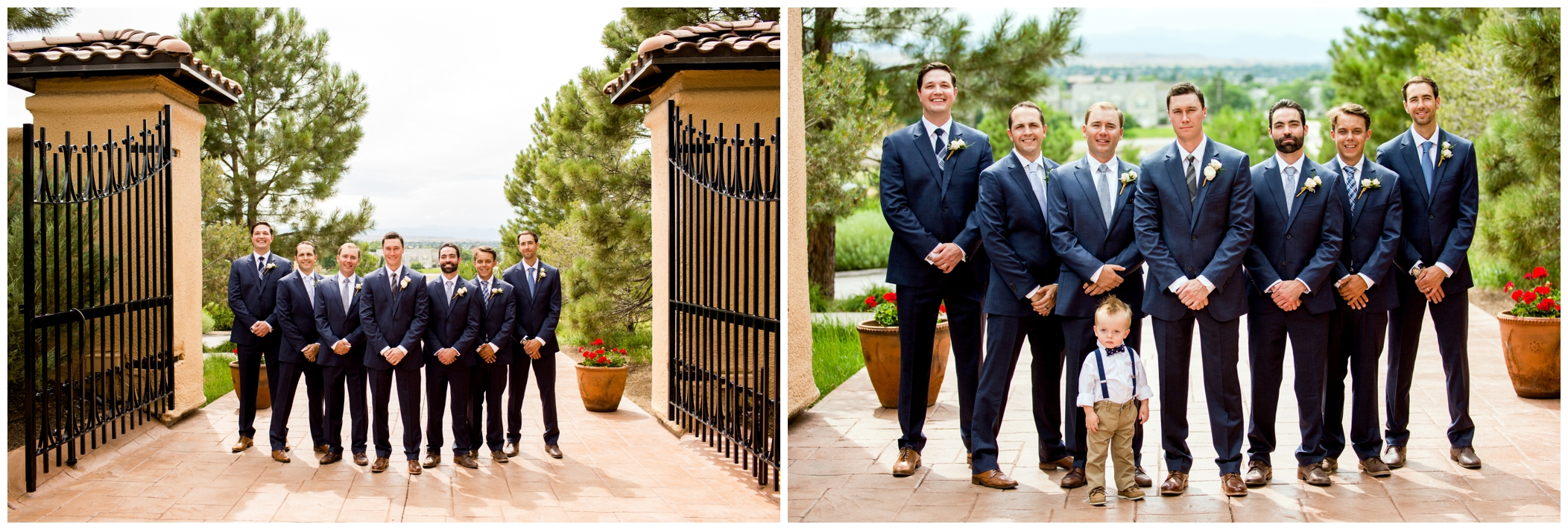 groomsmen in blue suits at Parker Colorado wedding 