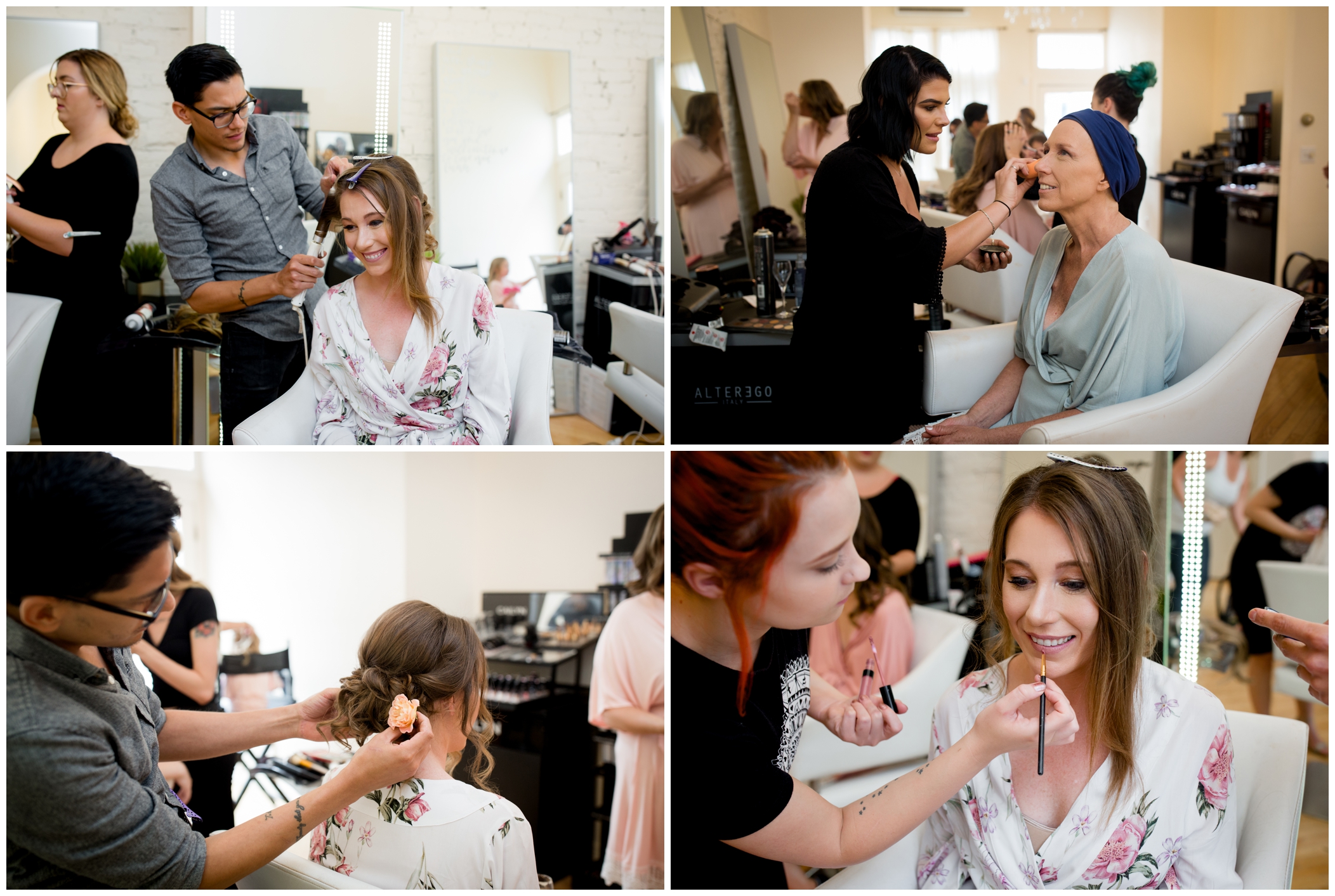 Denver bride getting make-up done at fluff bar