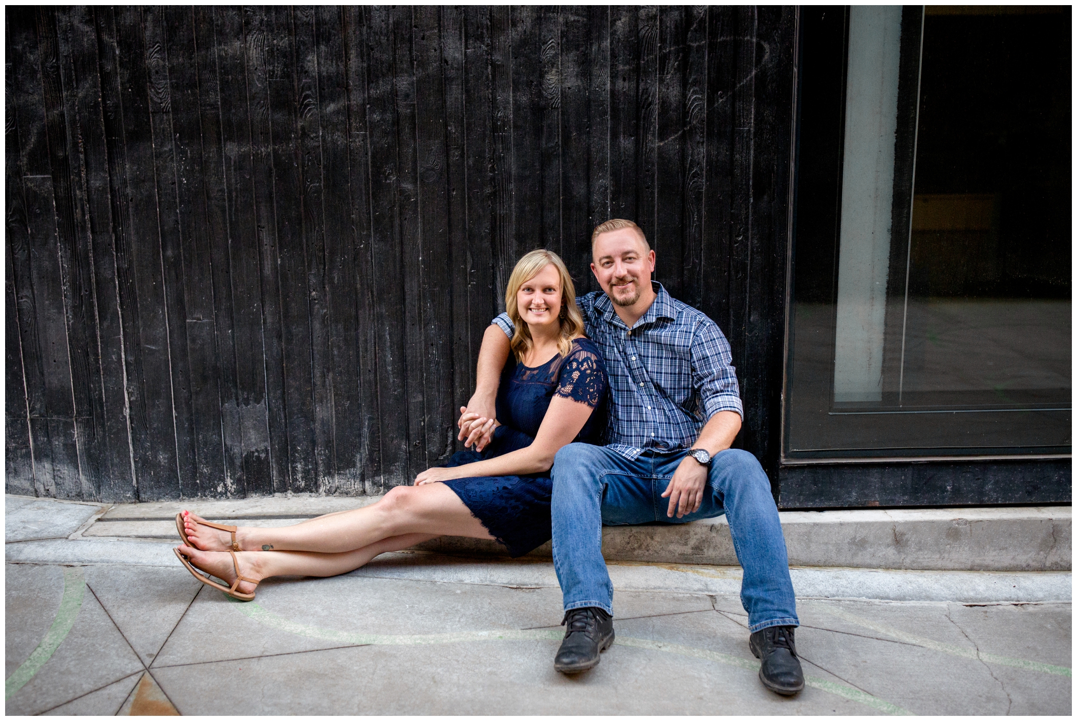 engagement pictures outside the Denver Museum of Contemporary Art 