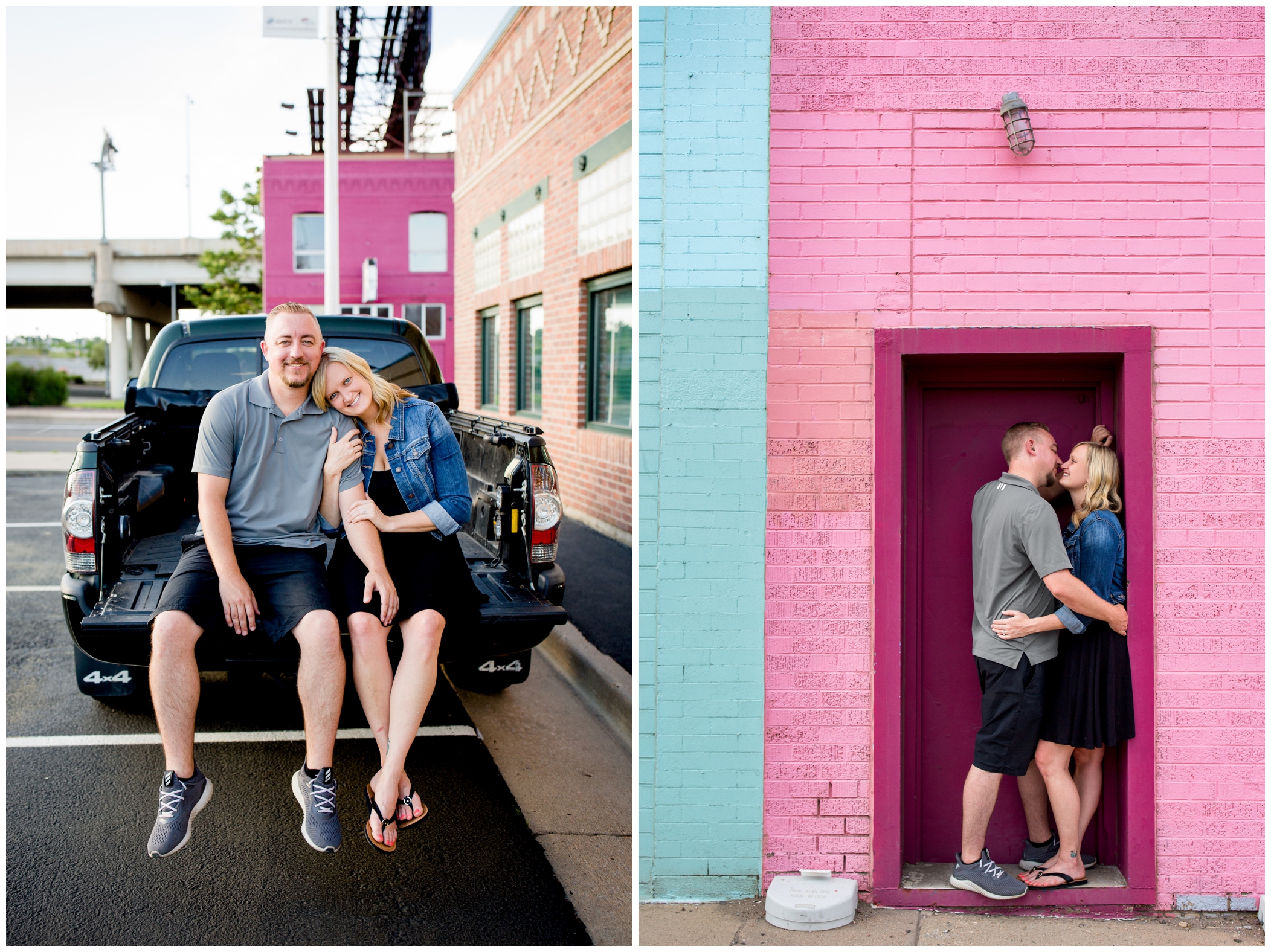 Denver engagement photographs at a colorful urban location 