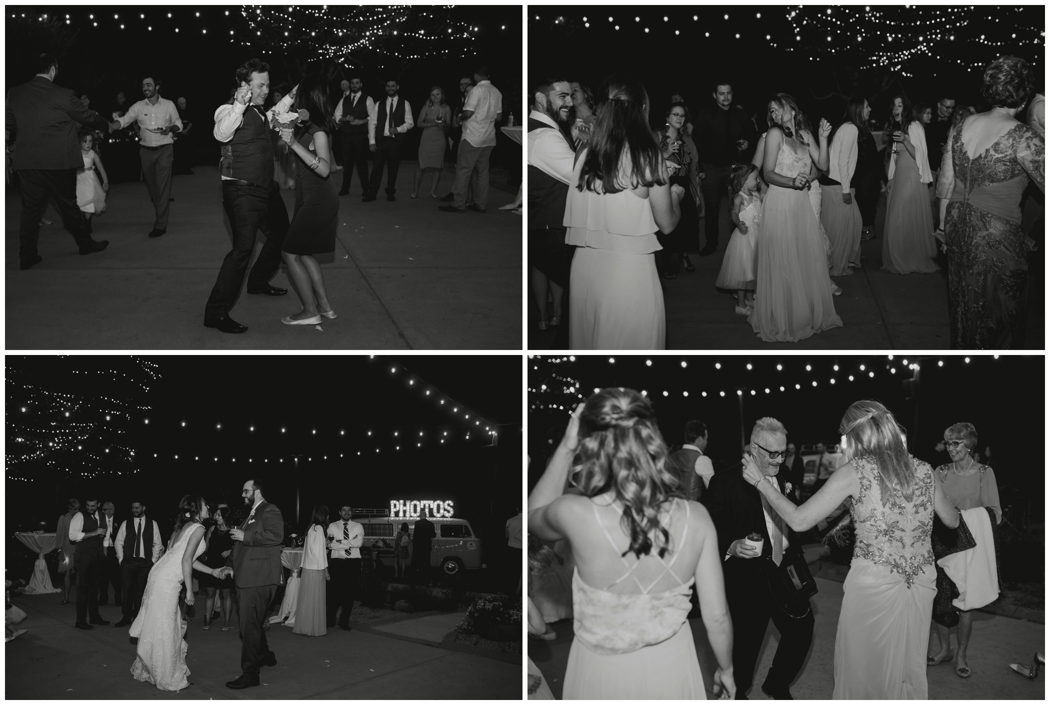 outdoor reception dancing at Denver Colorado wedding 