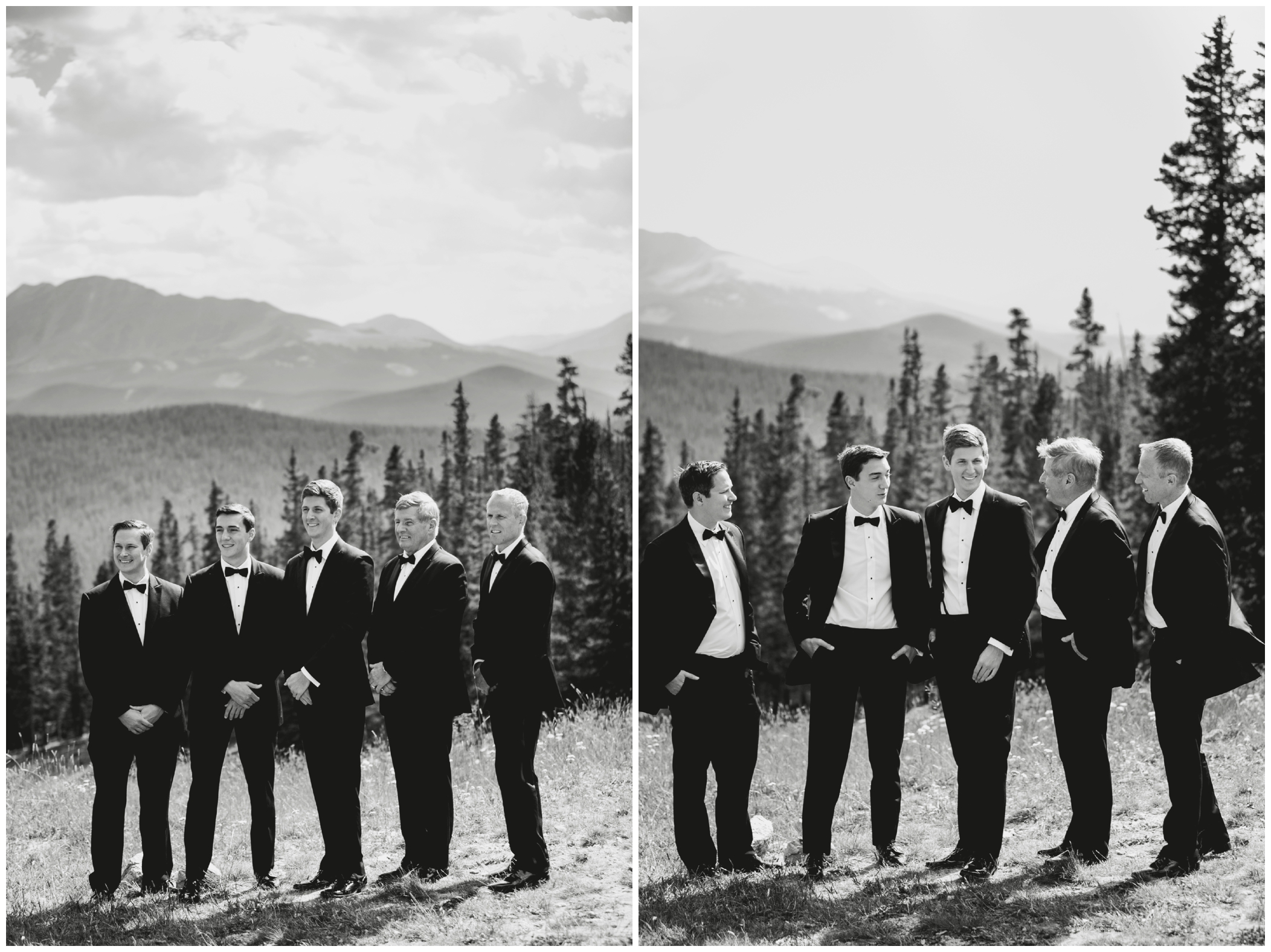 Colorado groom in black tuxedo with mountains in background 