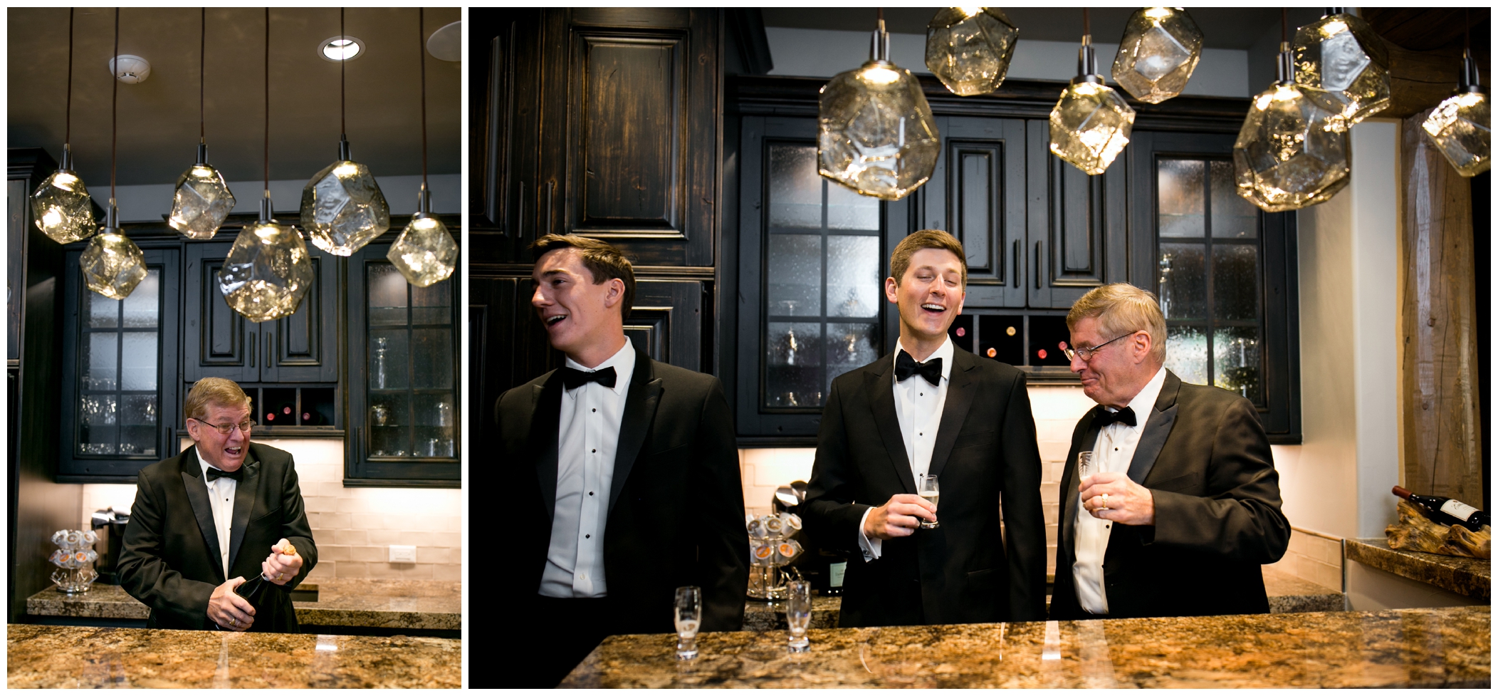 groomsmen toasting champagne at Colorado wedding