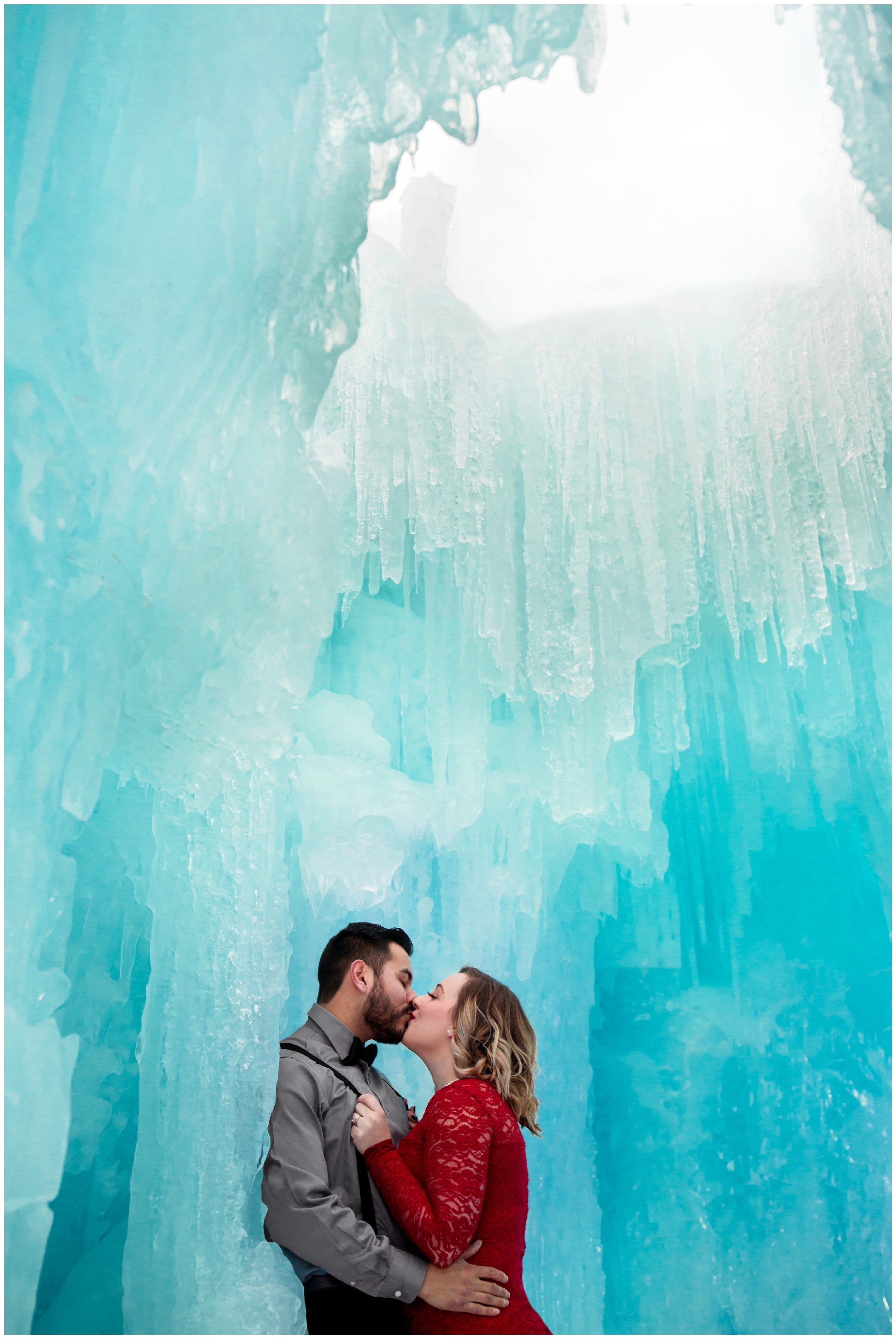 Ice Castle engagement photos in Dillon, Colorado by Breckenridge portrait photographer Plum Pretty Photography