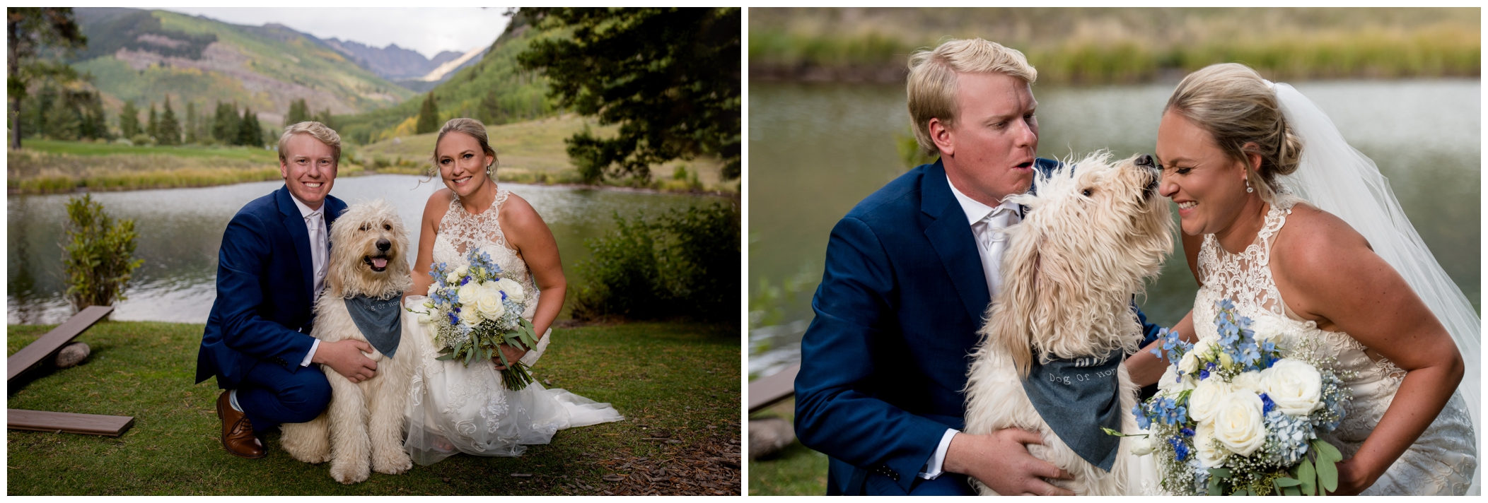 Vail wedding photos with dog ring bearer 