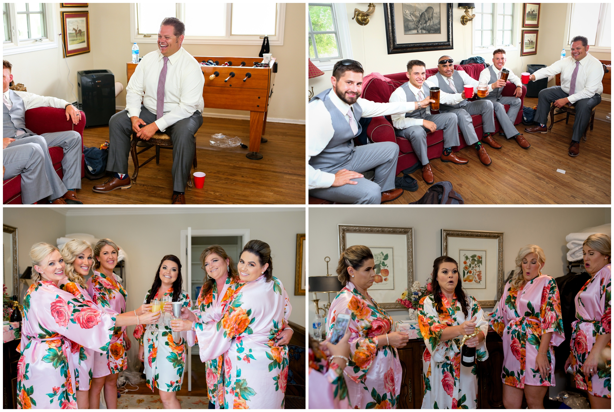 wedding party doing champagne toast at Berthoud Colorado wedding
