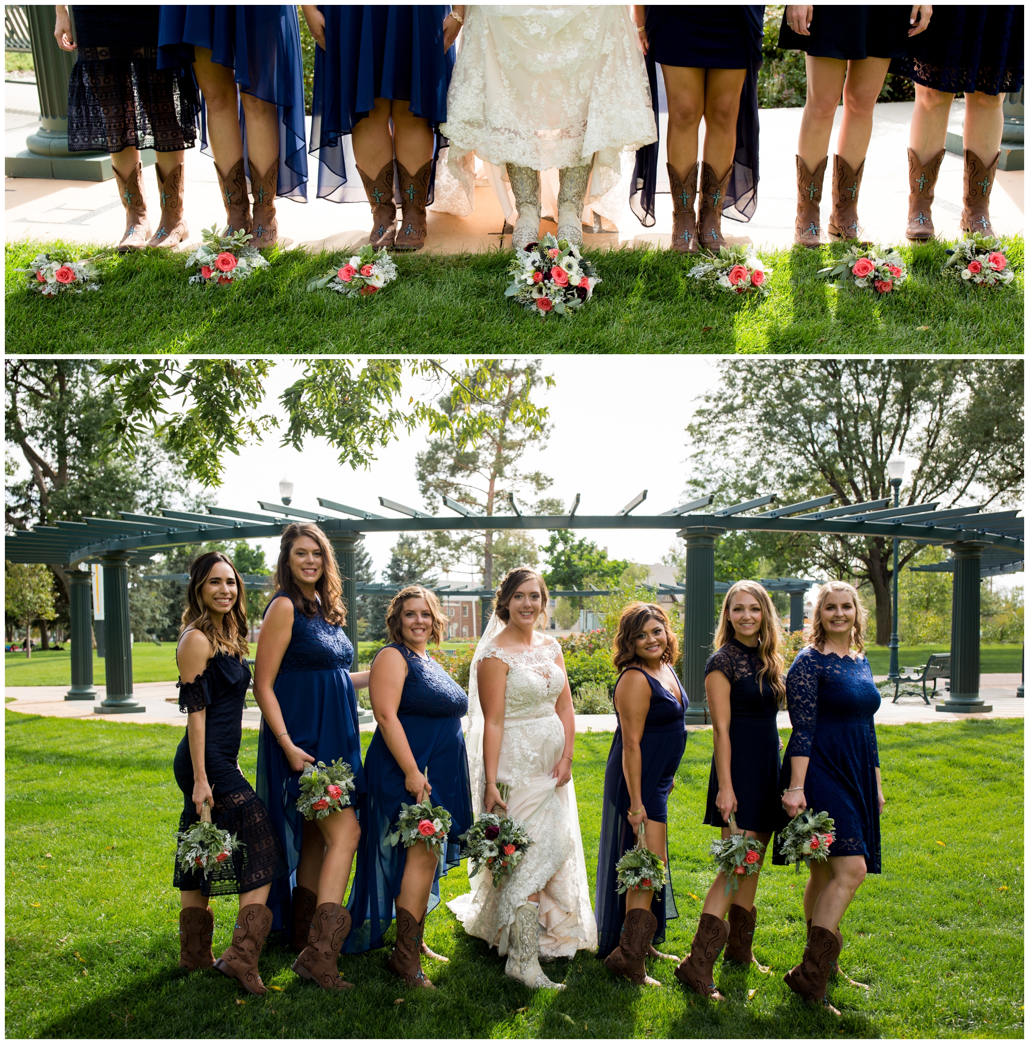 Colorado bride and bridesmaids in cowboy boots 