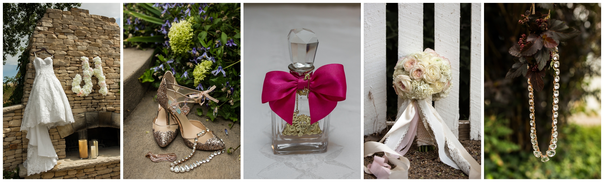 pink sparkly bridal details at Berthoud Colorado wedding