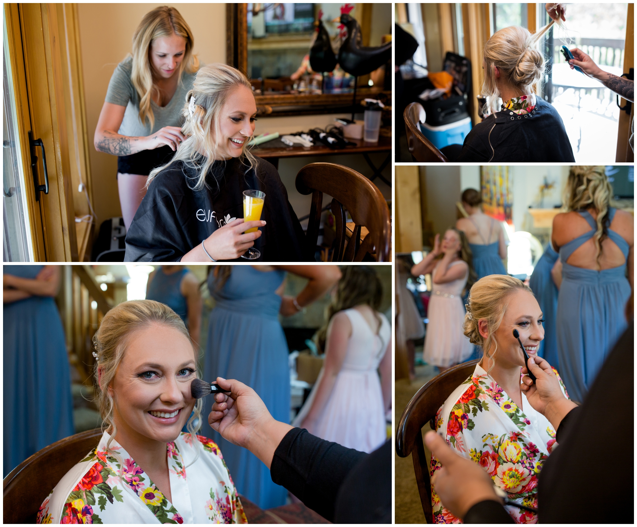 vail colorado bride getting hair and make-up done