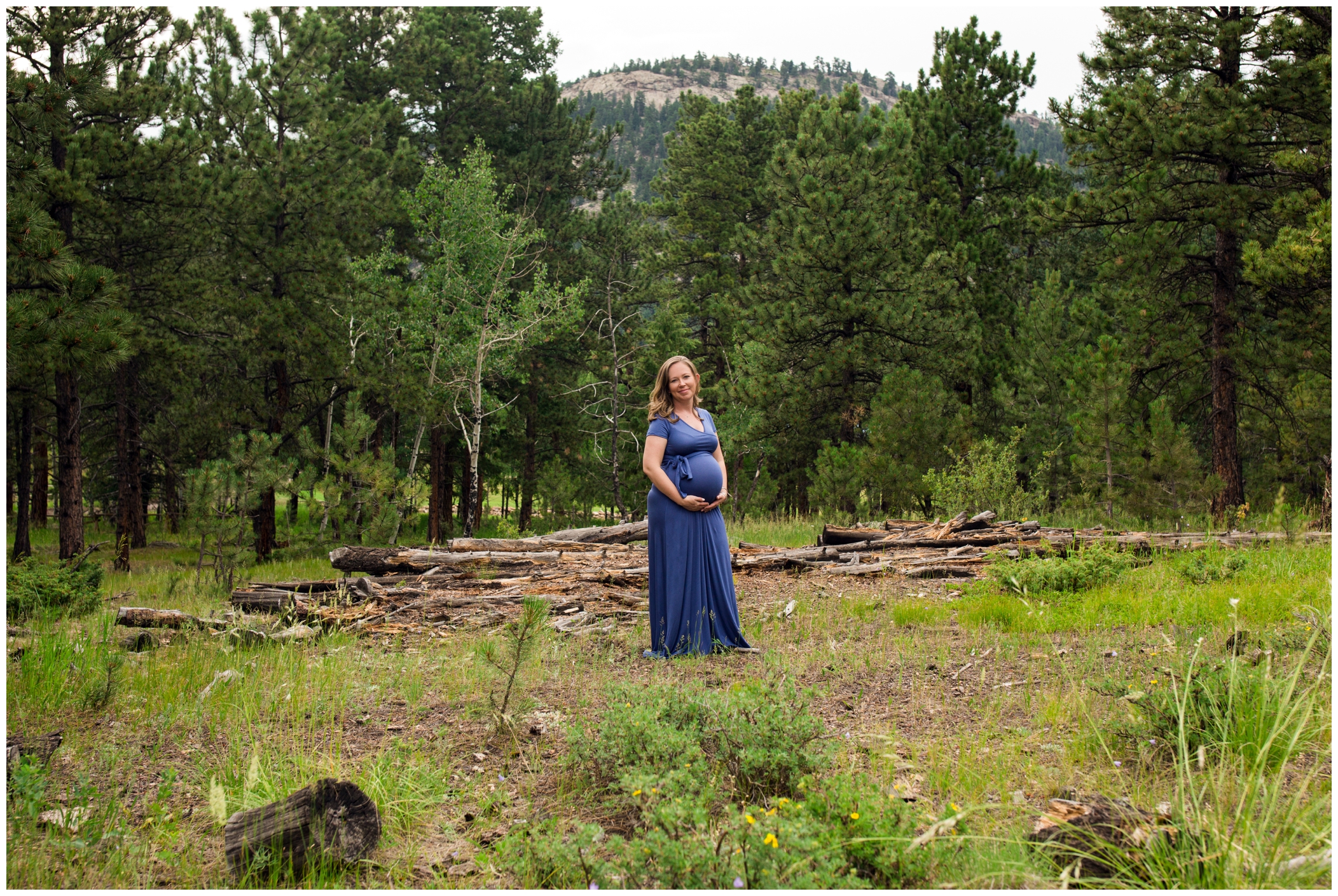 Evergreen Colorado maternity portraits in the forest 