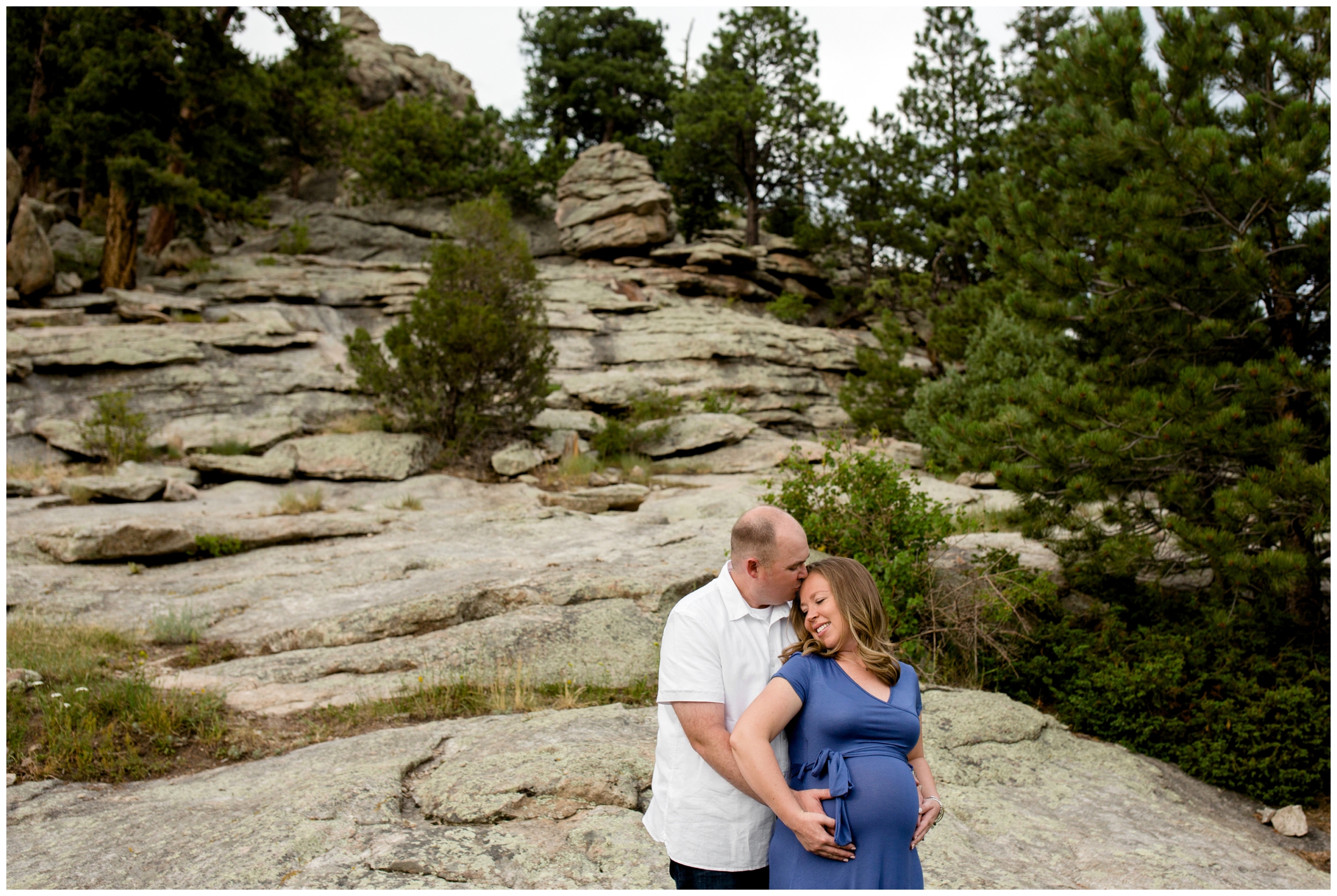 Evergreen Colorado maternity photography with rocks in the background