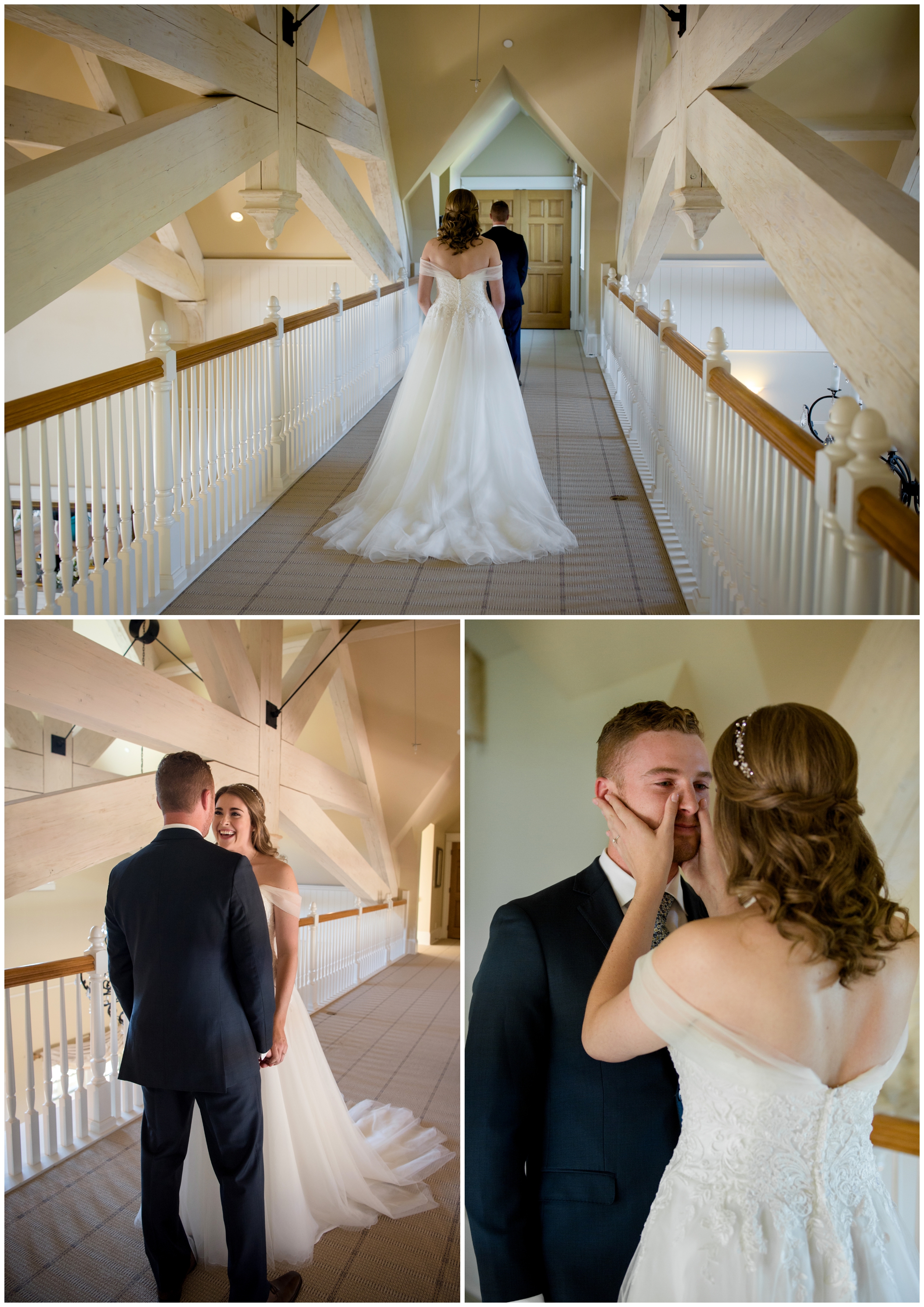 emotional wedding first look at Flying Horse Ranch Colorado 