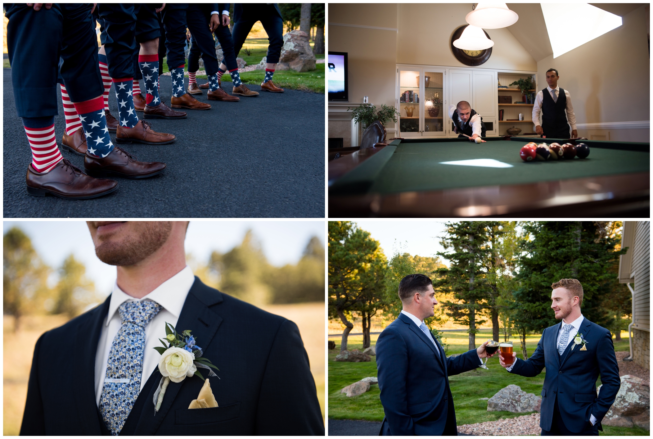 groomsmen with patriotic socks at Colorado wedding 