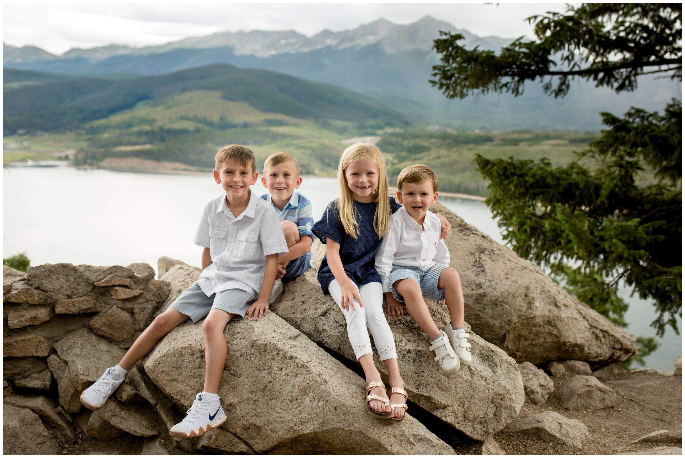 Summit County Colorado family photos with mountains in background 