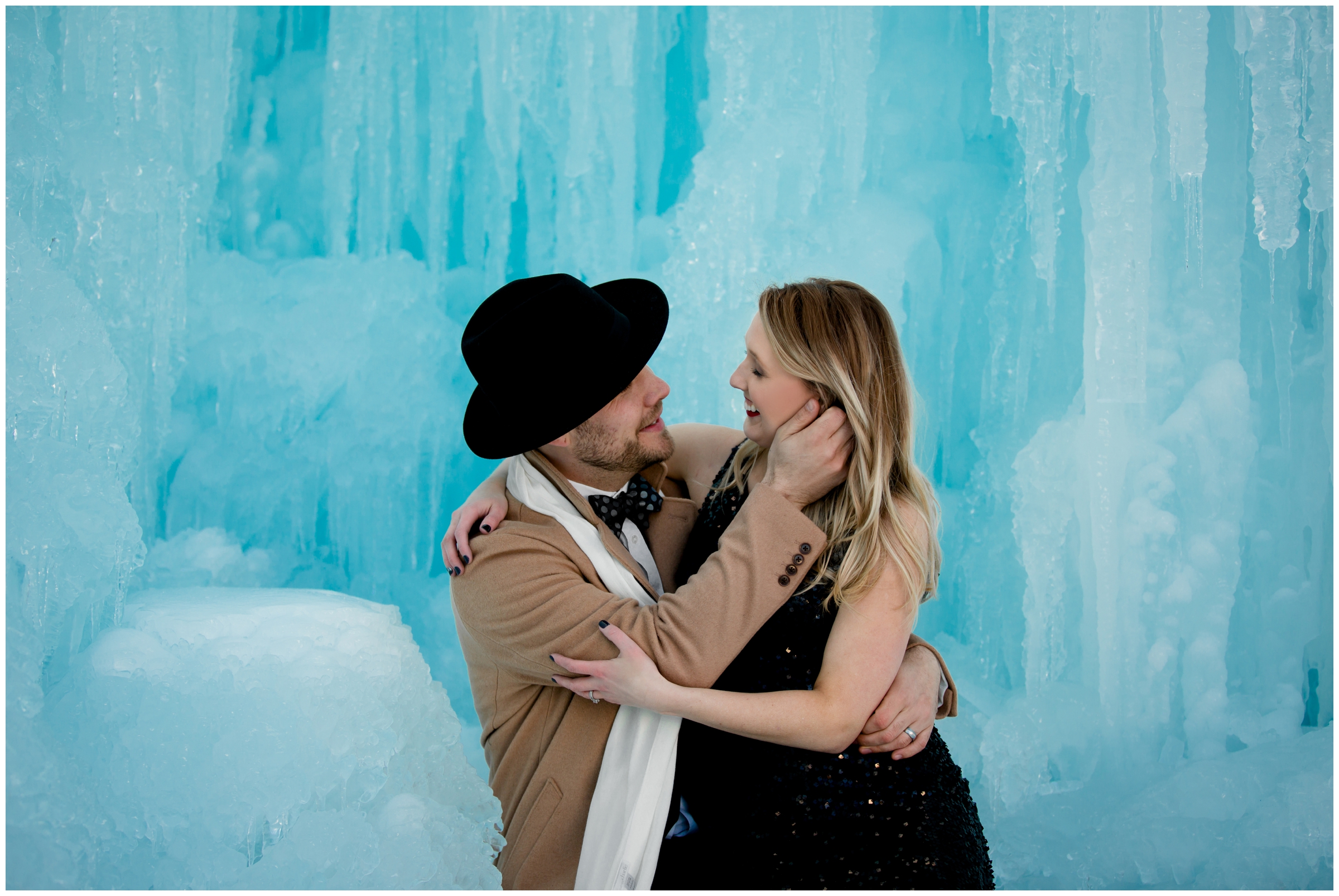 Colorado ice castles couple's photo by Denver wedding photographer Plum Pretty Photography