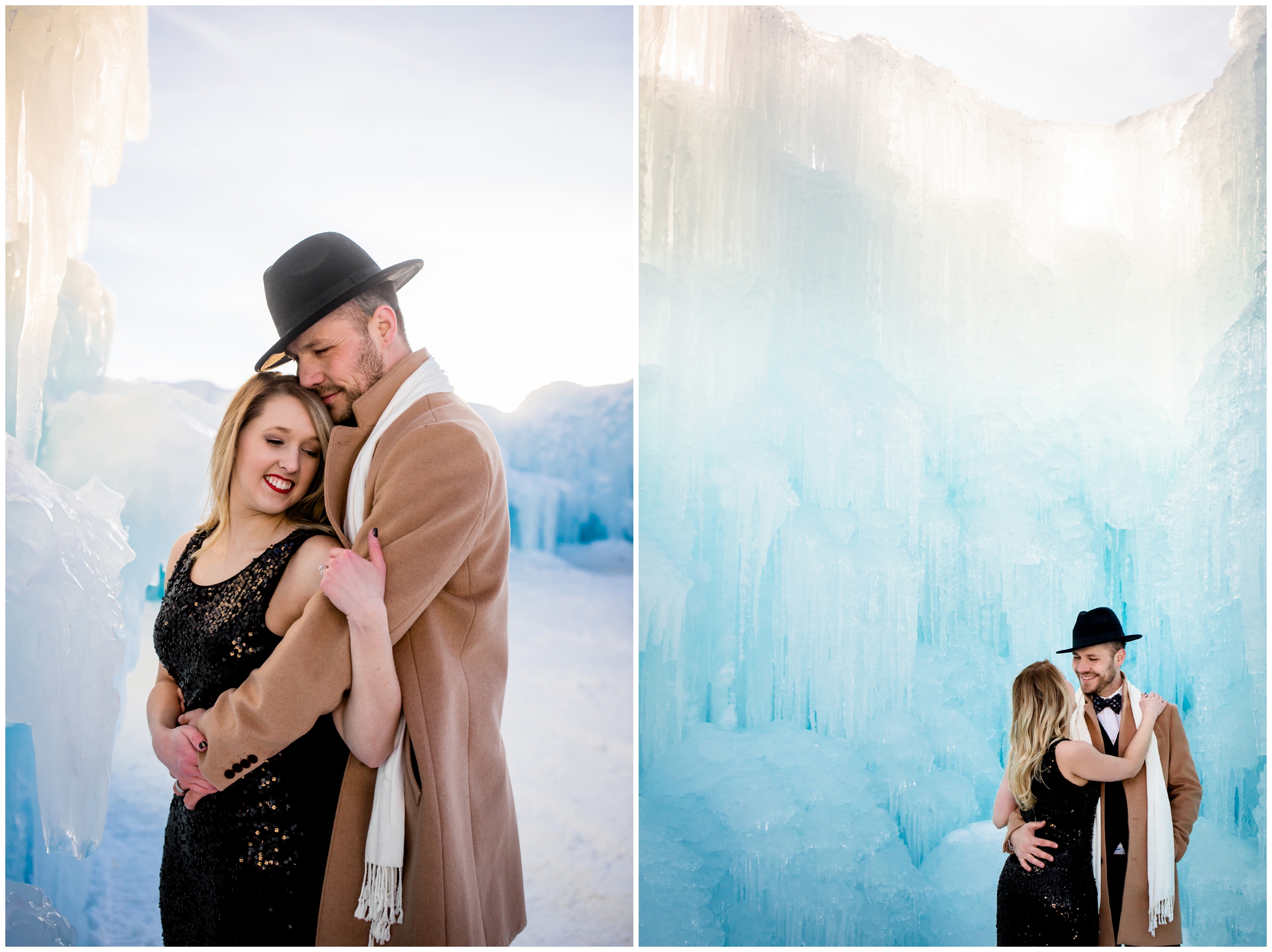 Colorado winter engagement portraits at Dillon Ice Castles 