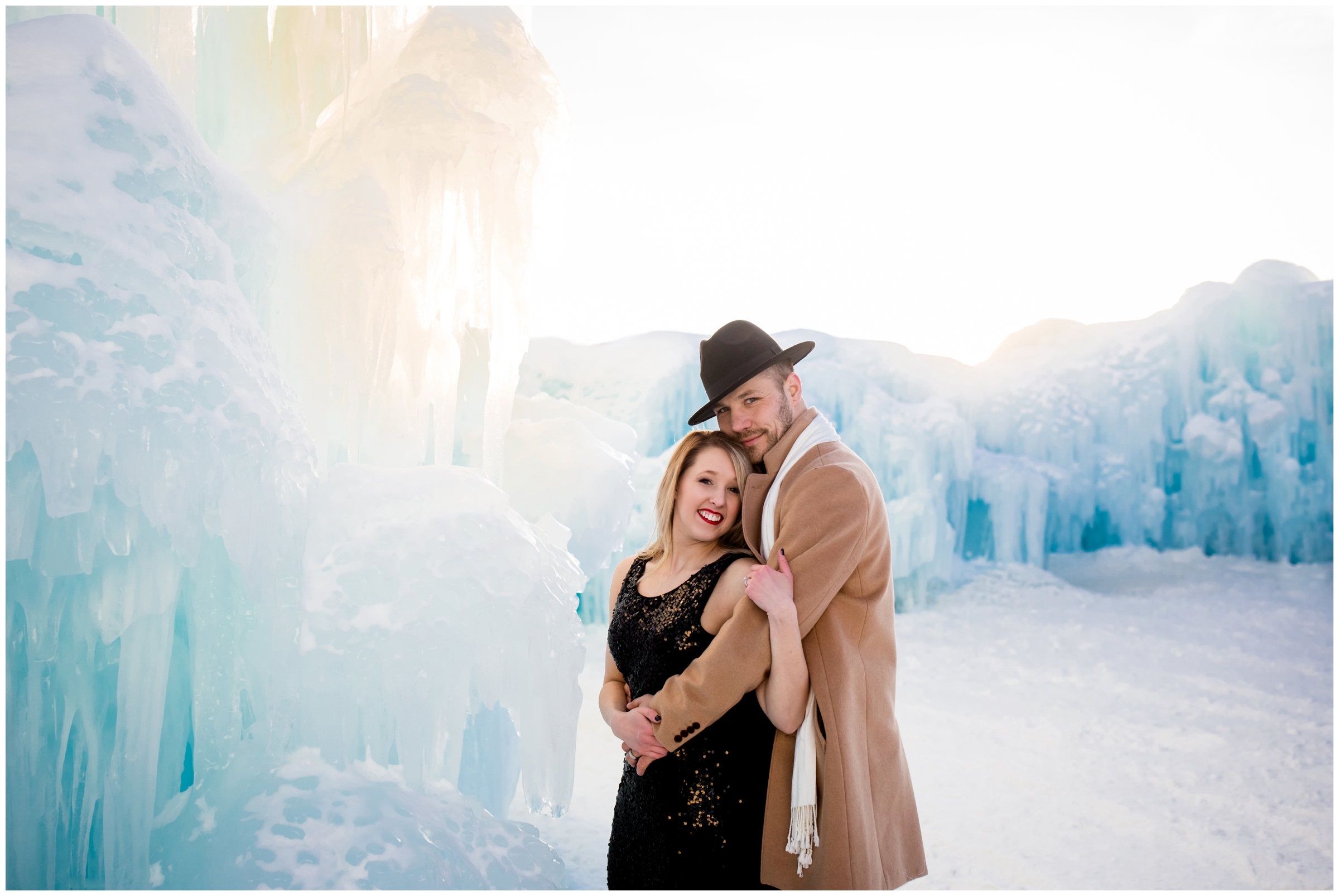Breckenridge engagement photographs at the Colorado ice castles. Winter couple's portraits by Denver photographer Plum Pretty Photography.