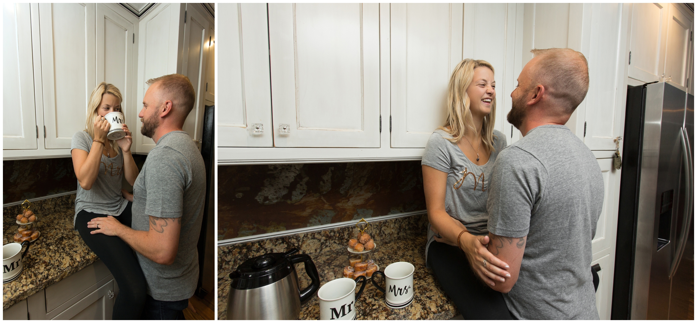 morning coffee engagement pictures in Creede Colorado