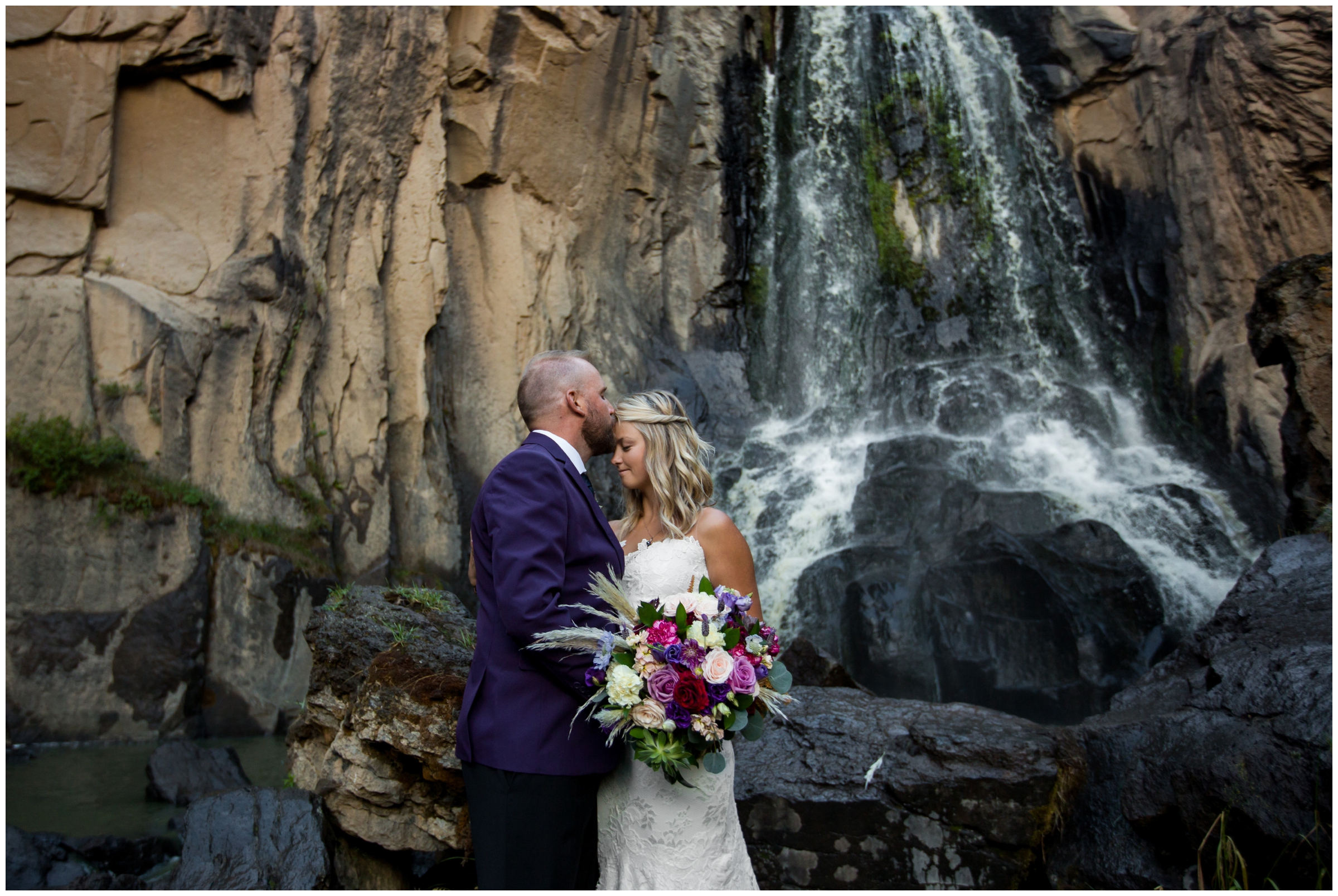 Colorado adventure elopement at a mountain waterfall in Creede