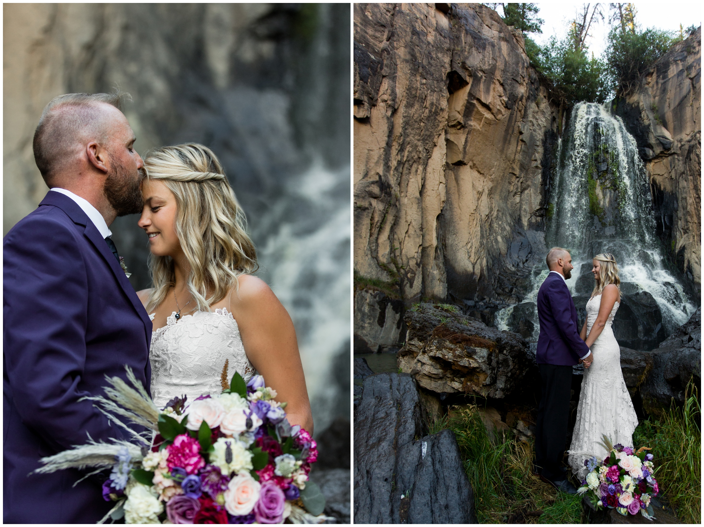 waterfall elopement photos at South Clear Creek Falls in Creede Colorado 