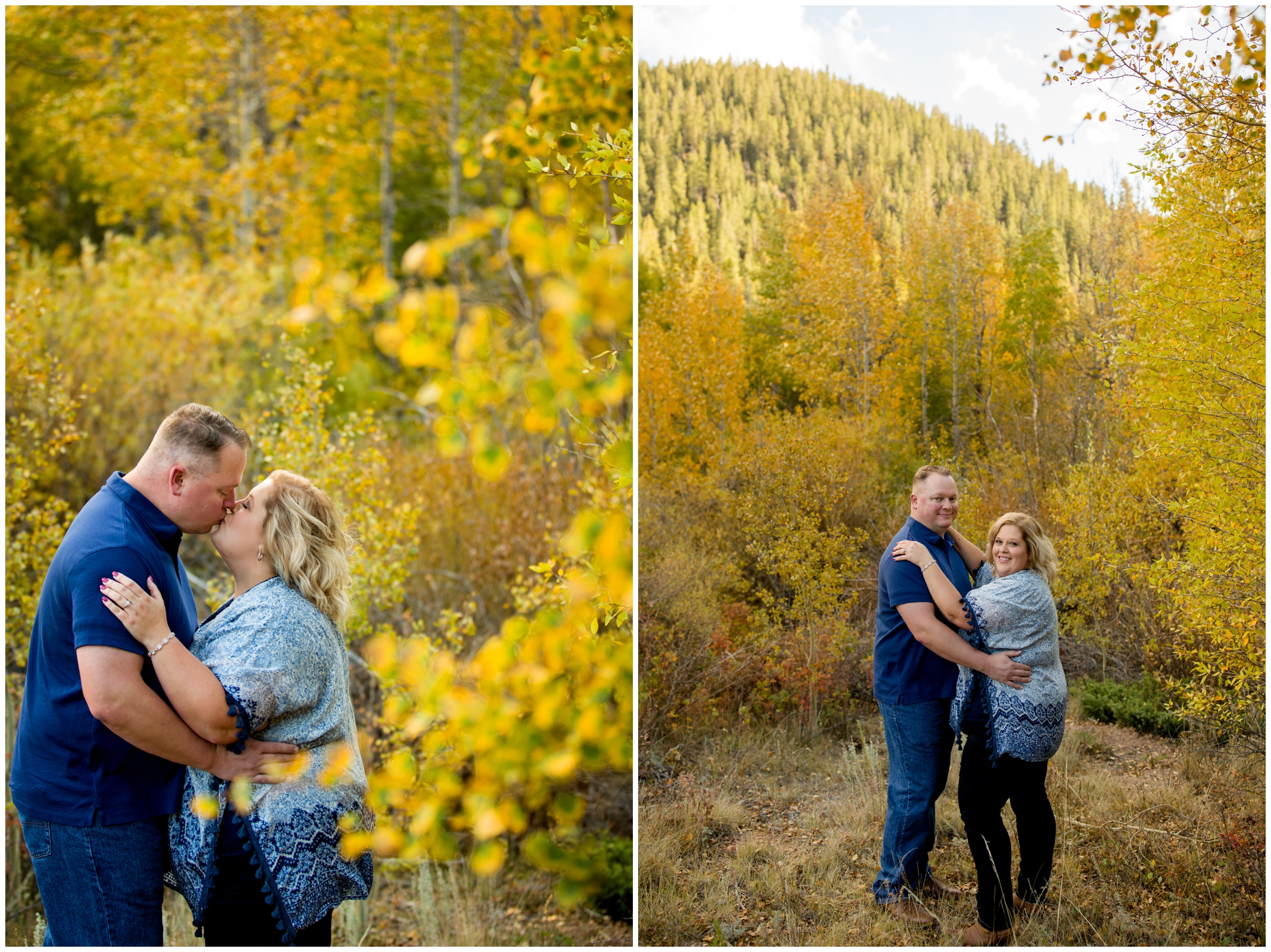 Colorado fall engagement pictures at Kenosha Pass Bailey CO by wedding photographer Plum Pretty Photography 