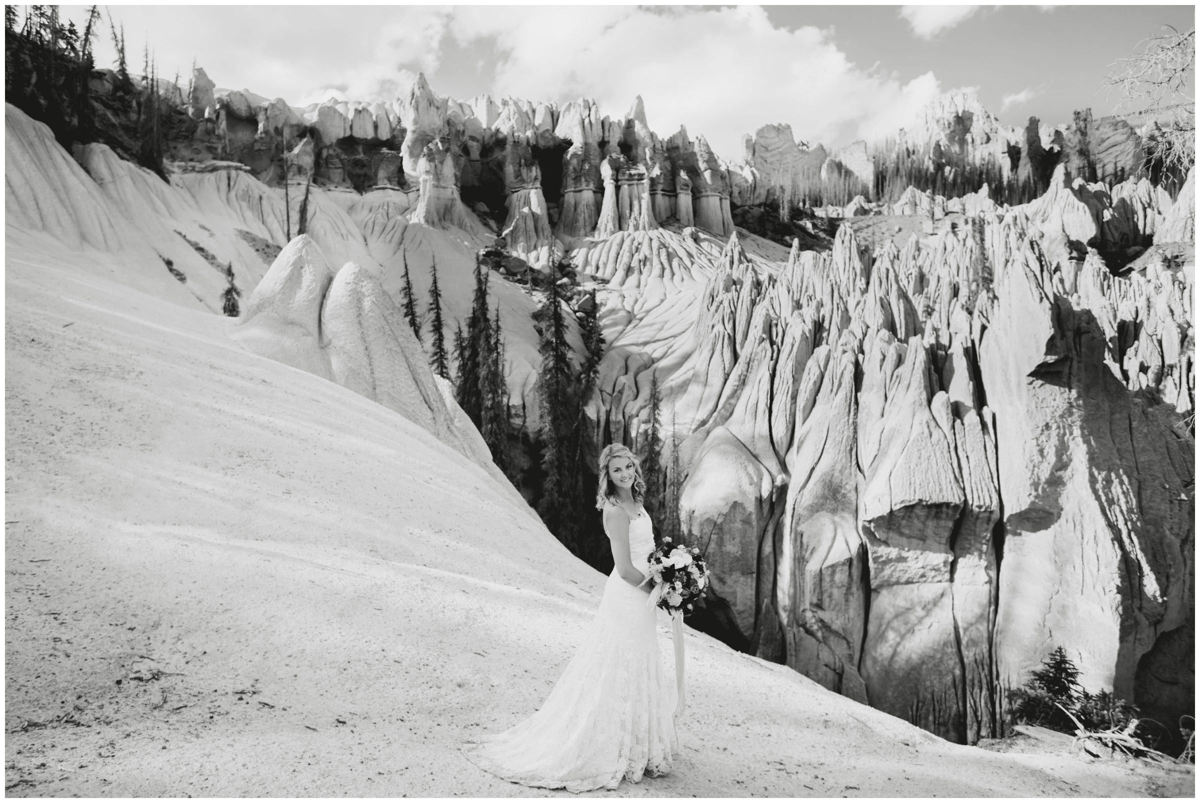 Colorado mountain wedding dress at Wheeler Geologic South Fork wedding