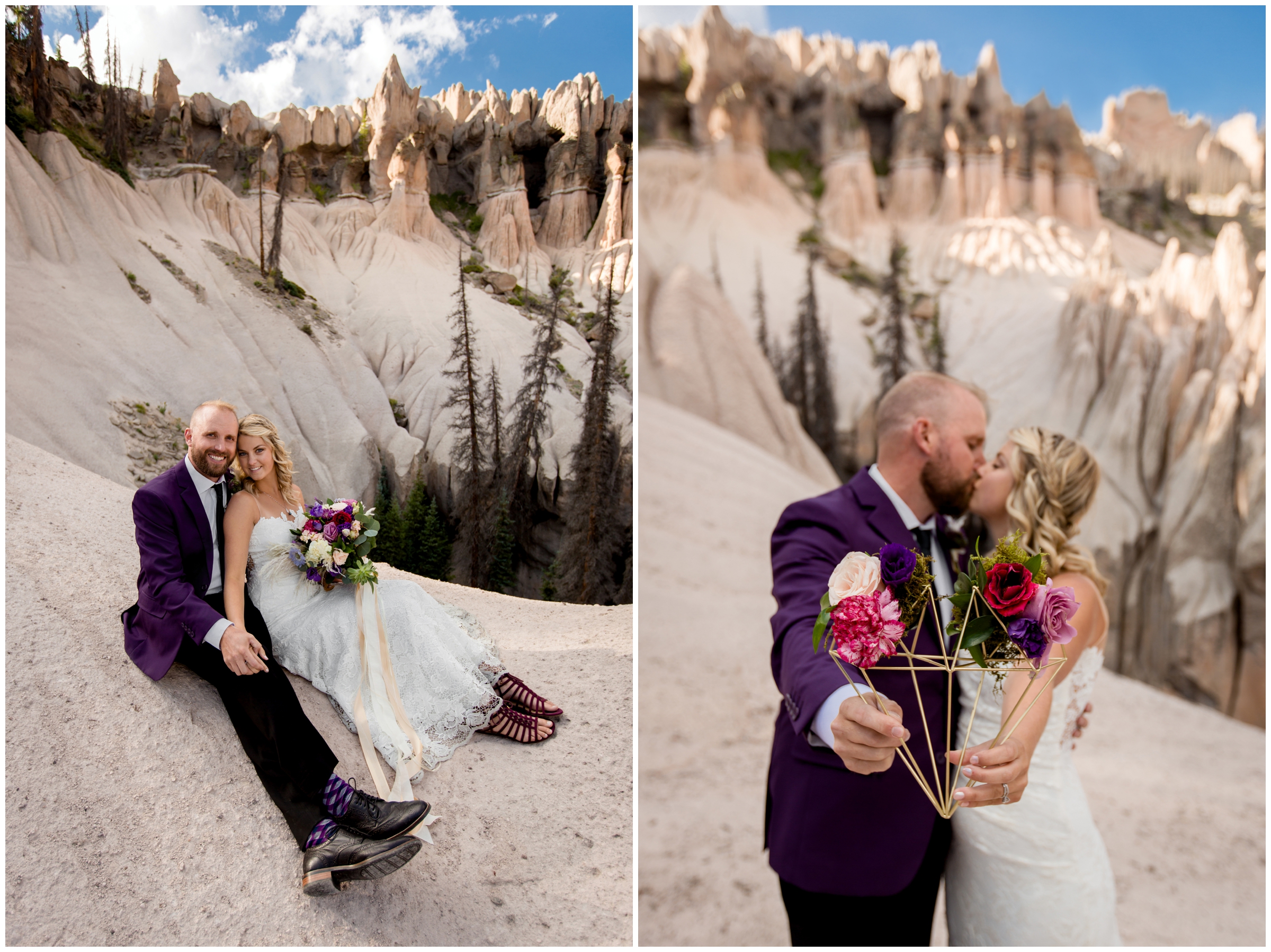 Colorado adventure elopement at Wheeler Geologic Area in Creede, CO. 4-wheeling intimate mountain wedding inspiration by photographer Plum Pretty Photography.