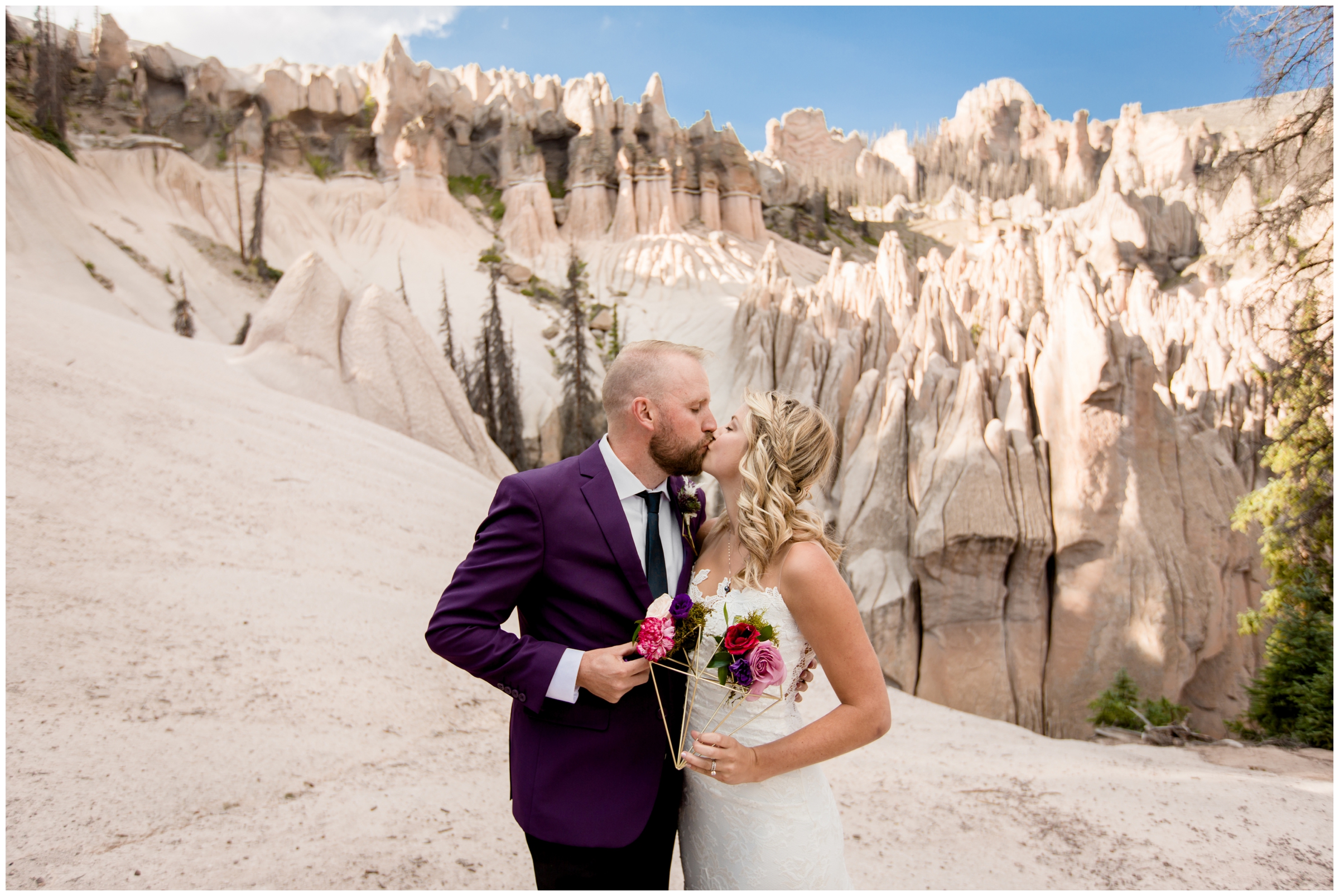 geometric themed elopement wedding pictures in South Fork Colorado 