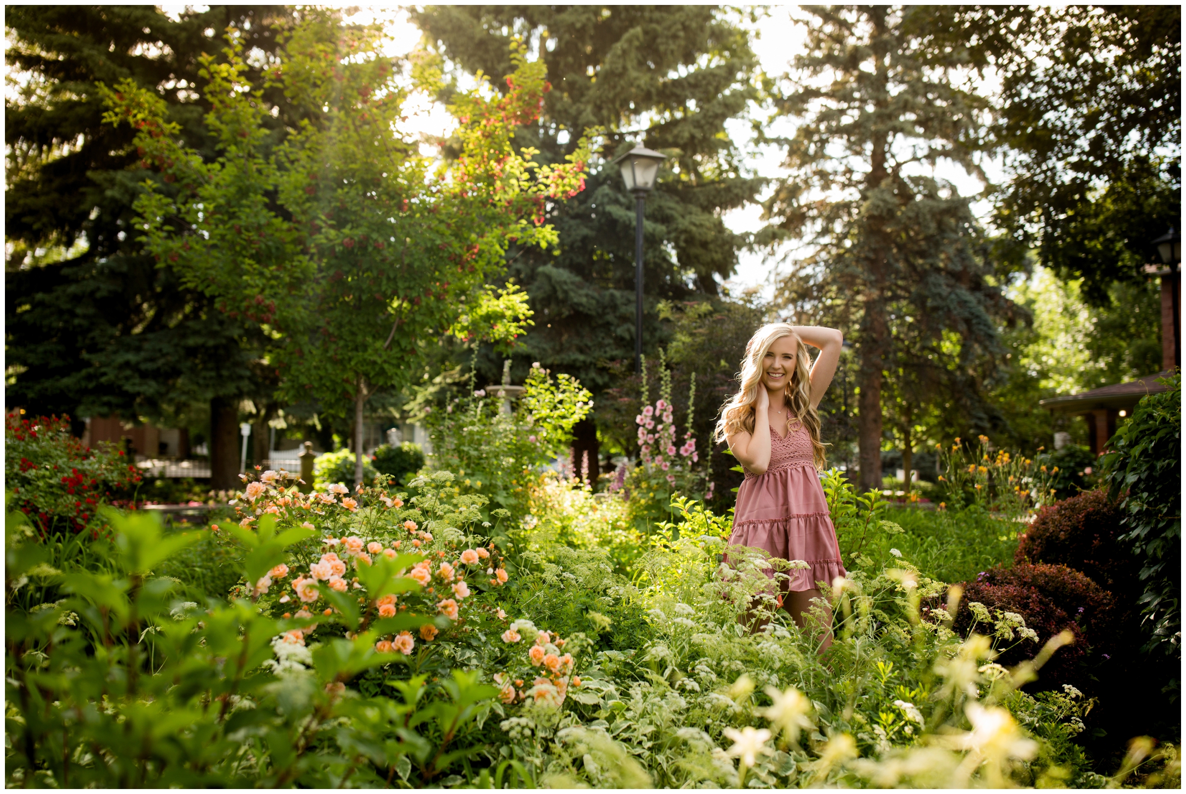 Erie Colorado garden senior photos at Callahan House Longmont