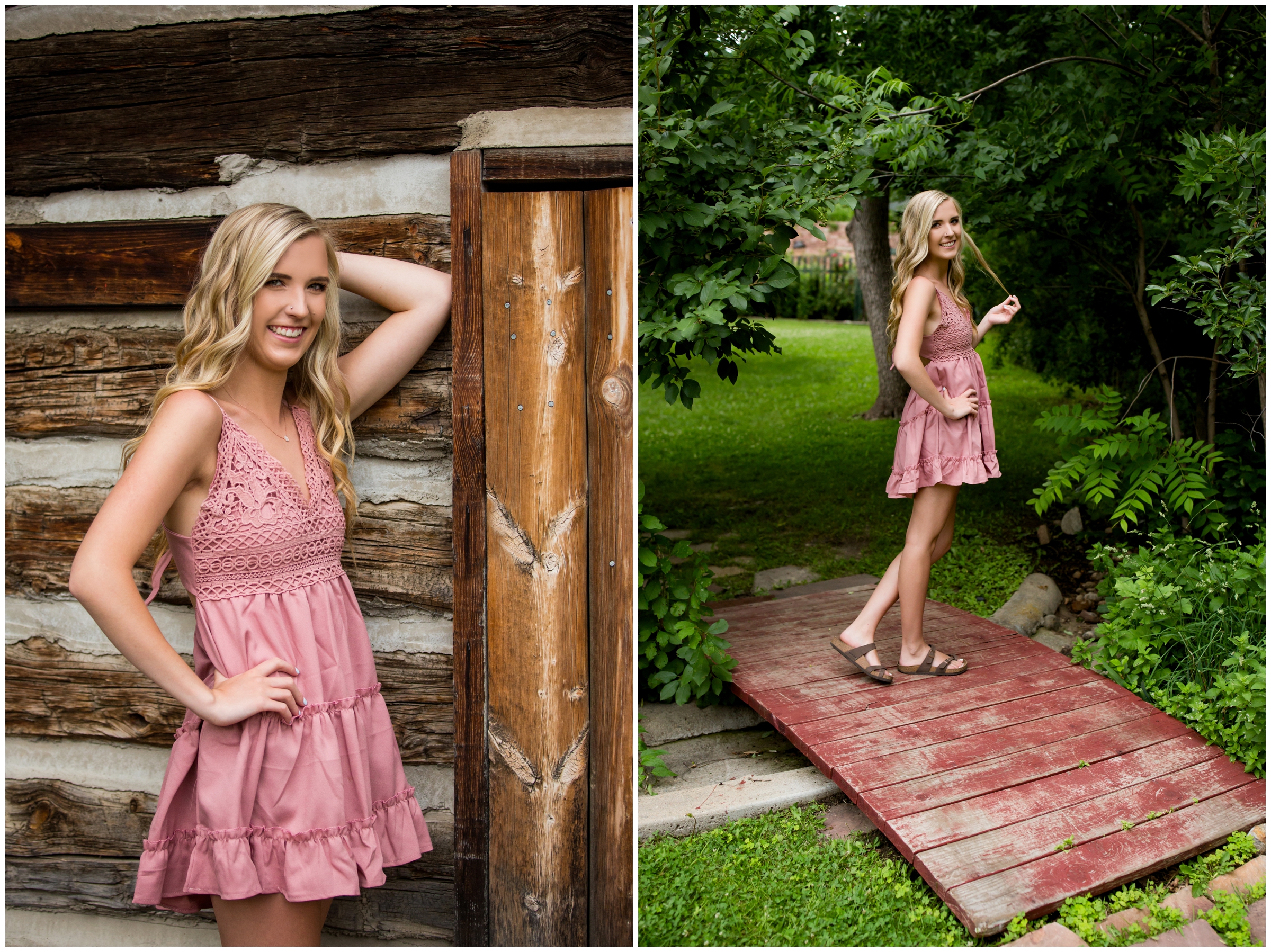 Erie Colorado senior pictures by Longmont portrait photographer Plum Pretty Photography. Longmont garden senior photos at Callahan House and Old Mill Park.