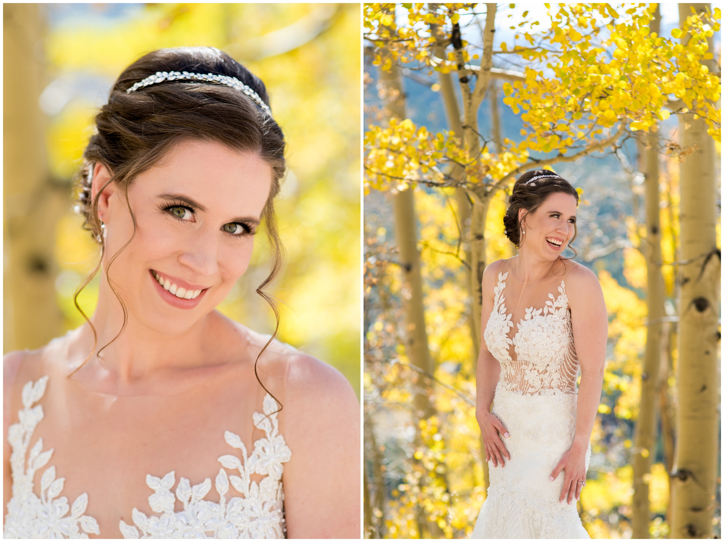 bride in aspen grove during Breckenridge Colorado wedding photography 