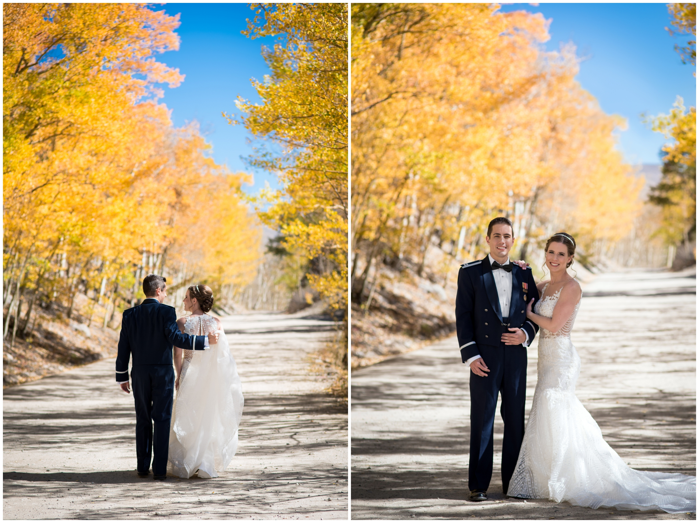 fall Breckenridge Colorado wedding pictures in aspen grove on Boreas Pass