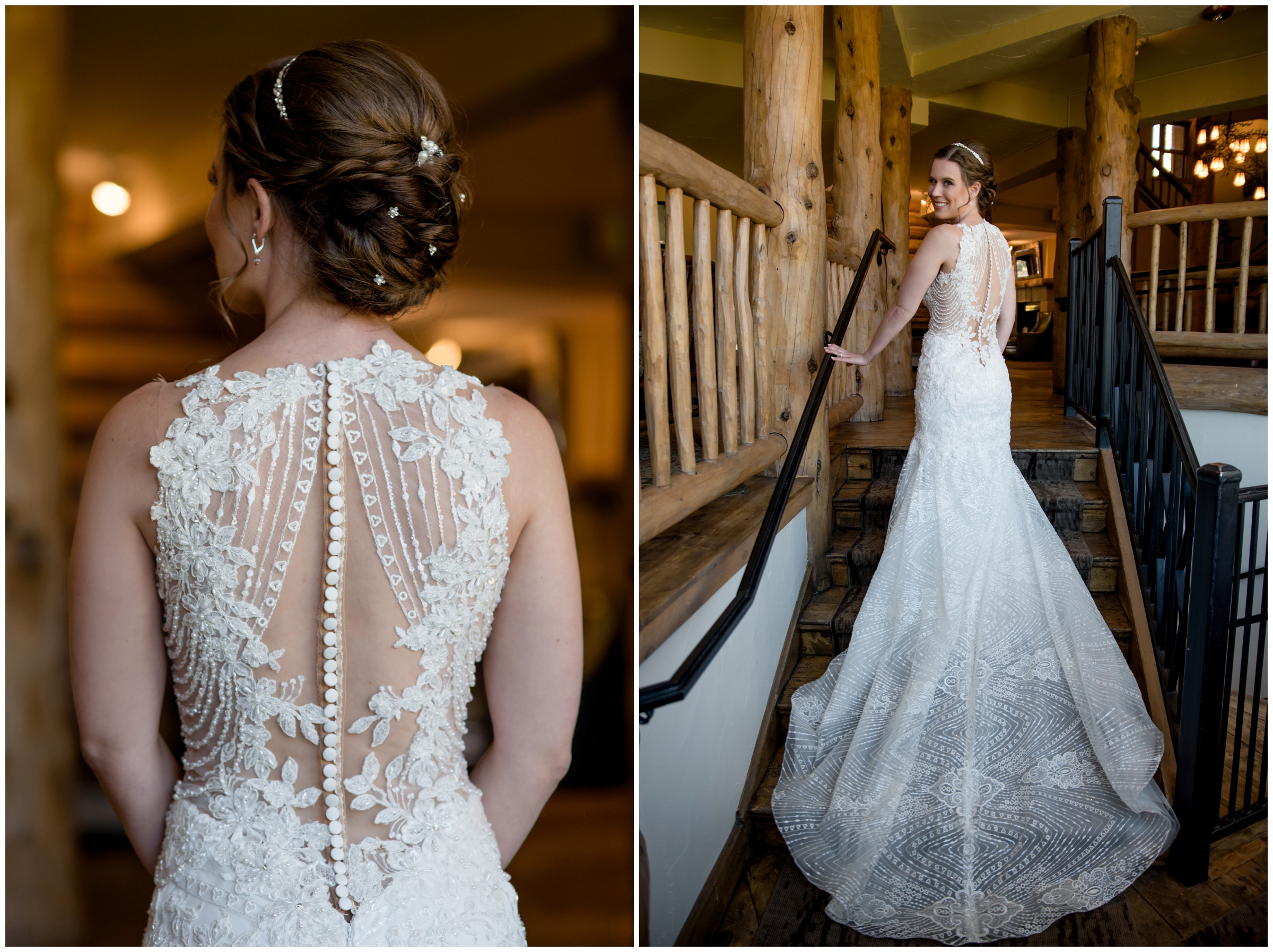 bride on staircase at Lodge at Breckenridge 