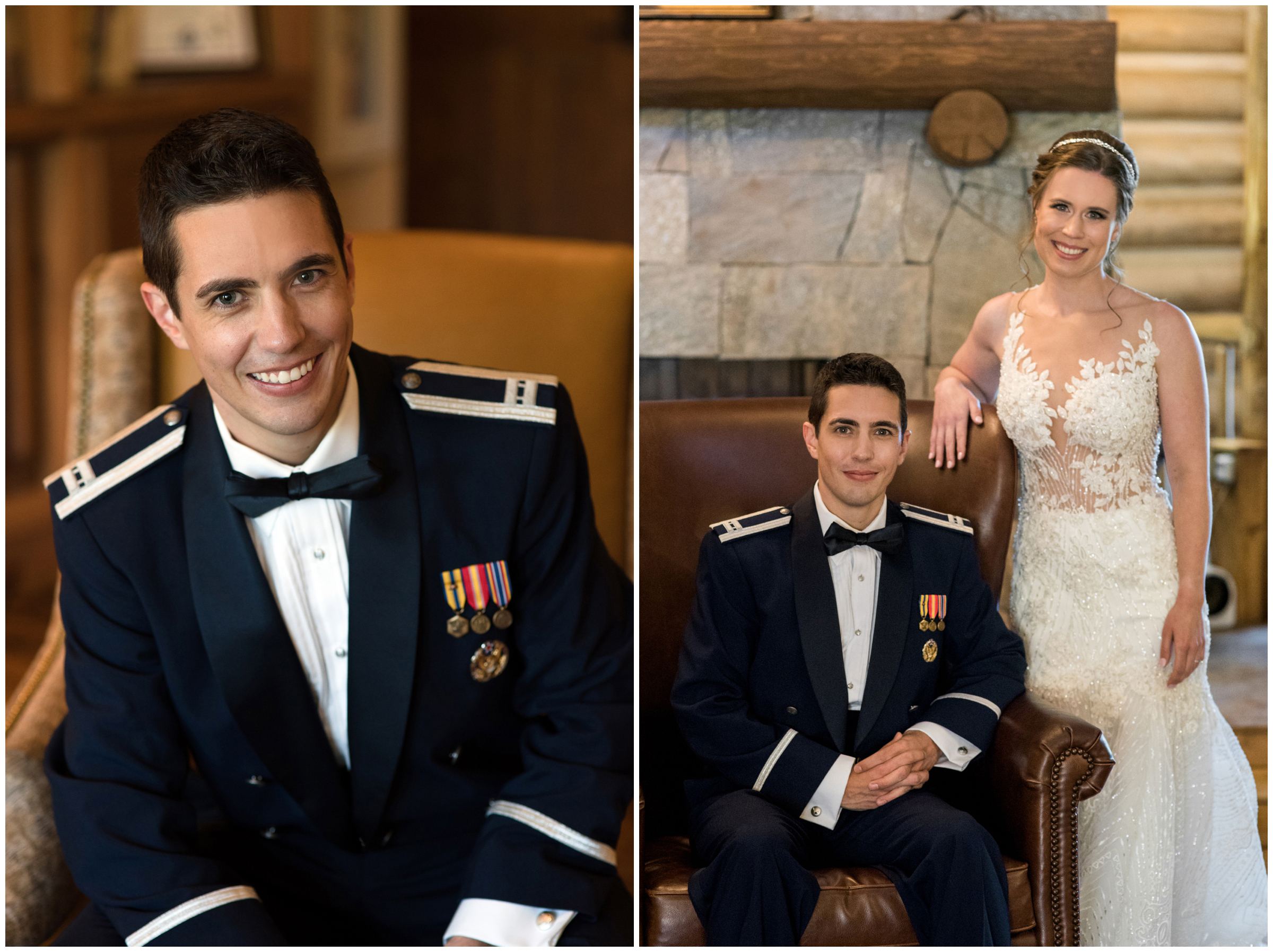 military groom in uniform at Breckenridge Colorado wedding 