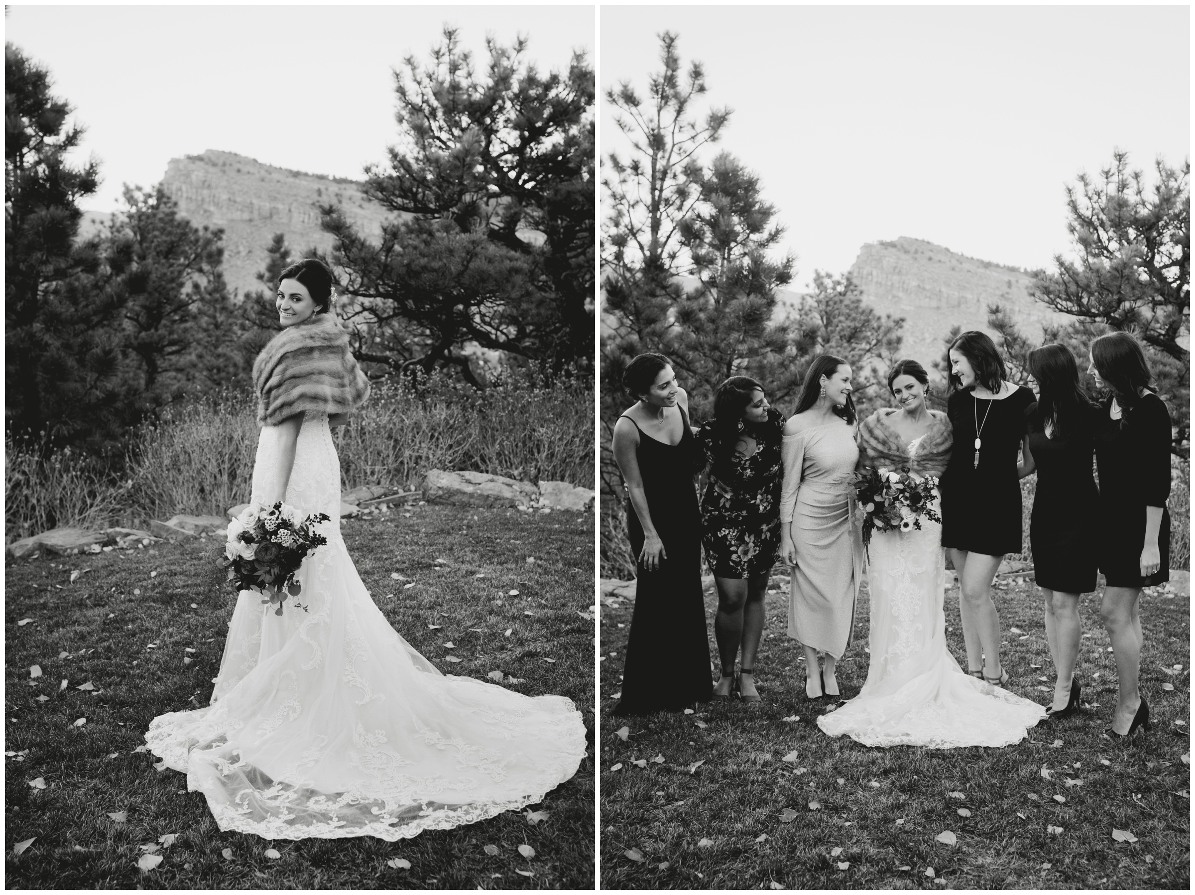 Fall wedding in Lyons Colorado with red and blue details 